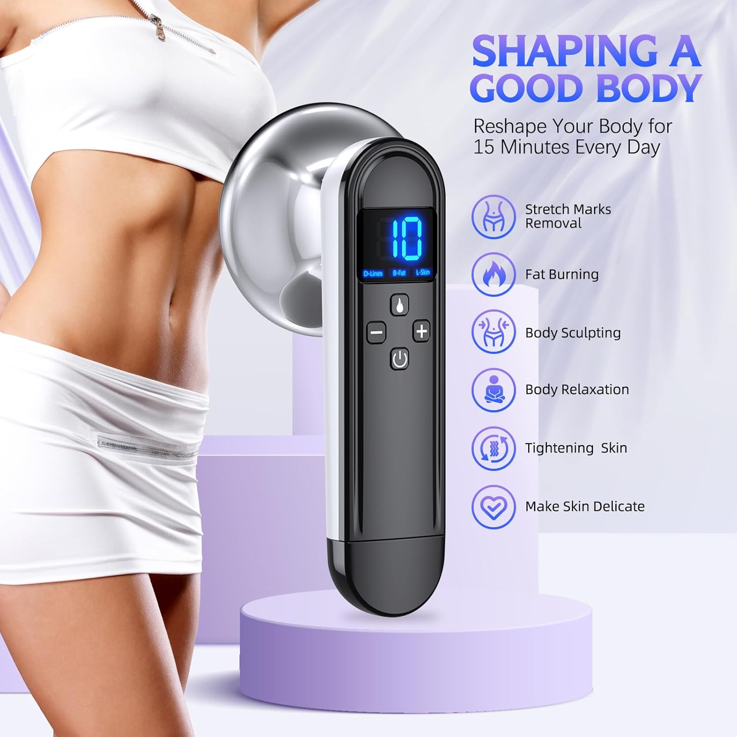COMEBY Body Sculpting Machine - Professional Handheld Cordless Cellulite Massager - Suitable for Belly, Neck, Legs, Hip, Arms - Image 7