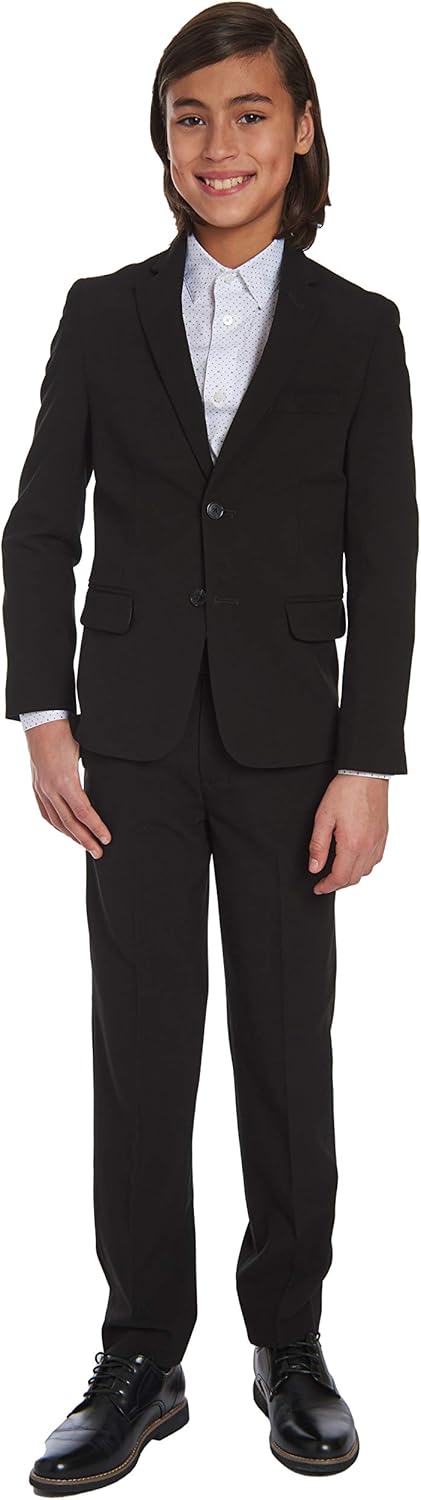 Calvin Klein Boys Flat-Front Bi-Stretch Dress Pant, Straight Leg Fit, Belt Loops & Front Pockets - Image 4