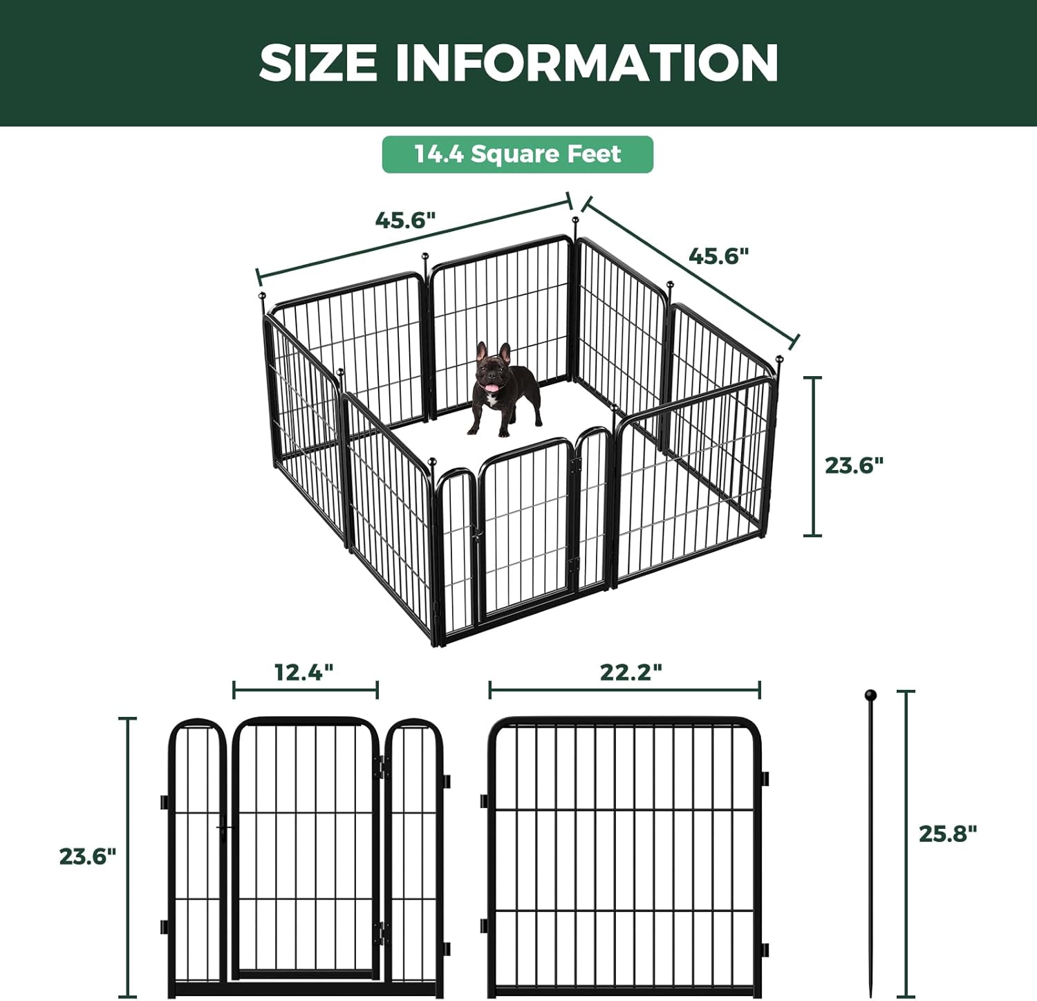 FXW Rollick Unleashed Dog Playpen for Indoor, Yard, RV Camping, 24 inch 8 Panels for Small and Puppy Dogs, Black│Patented - Image 8