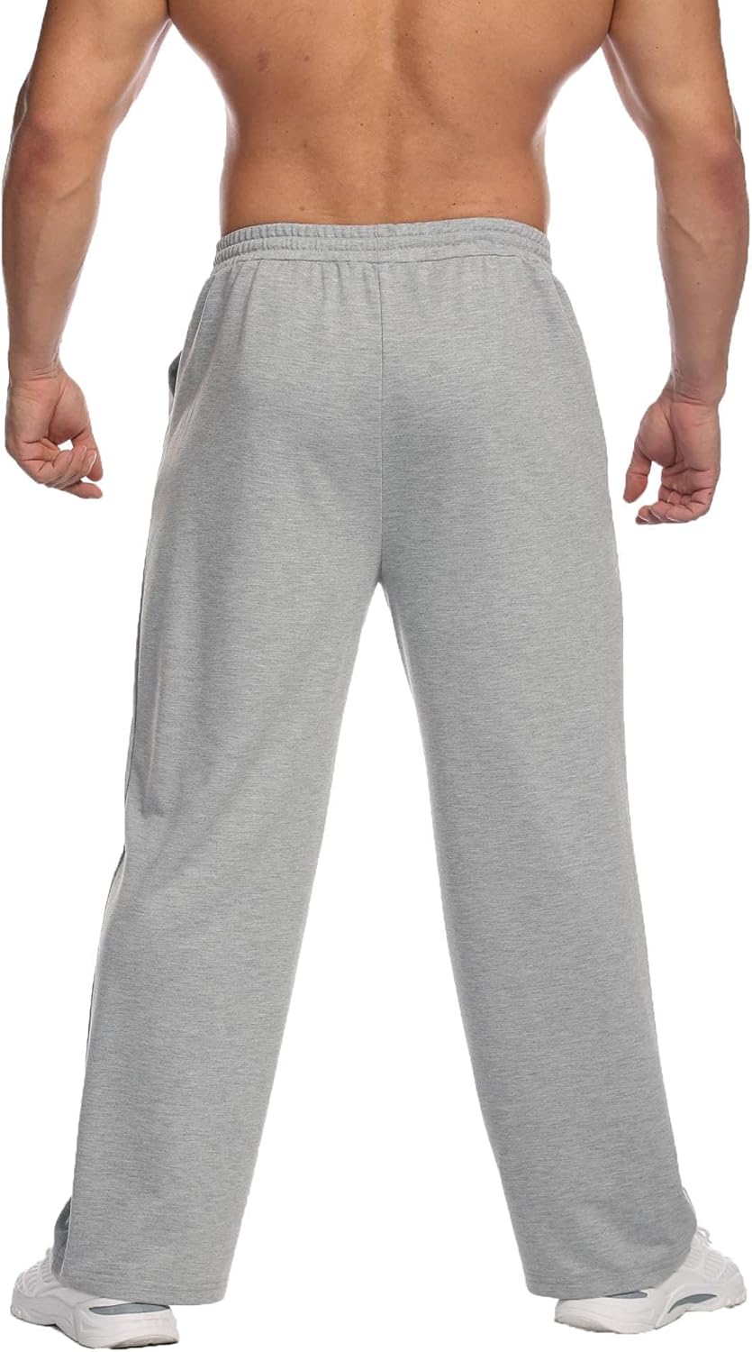 Deyeek Men's Lightweight Sweatpants Open Bottom Sweat Pants for Men Straight Leg Gym Sweatpants Lounge Pants with Pockets - Image 2