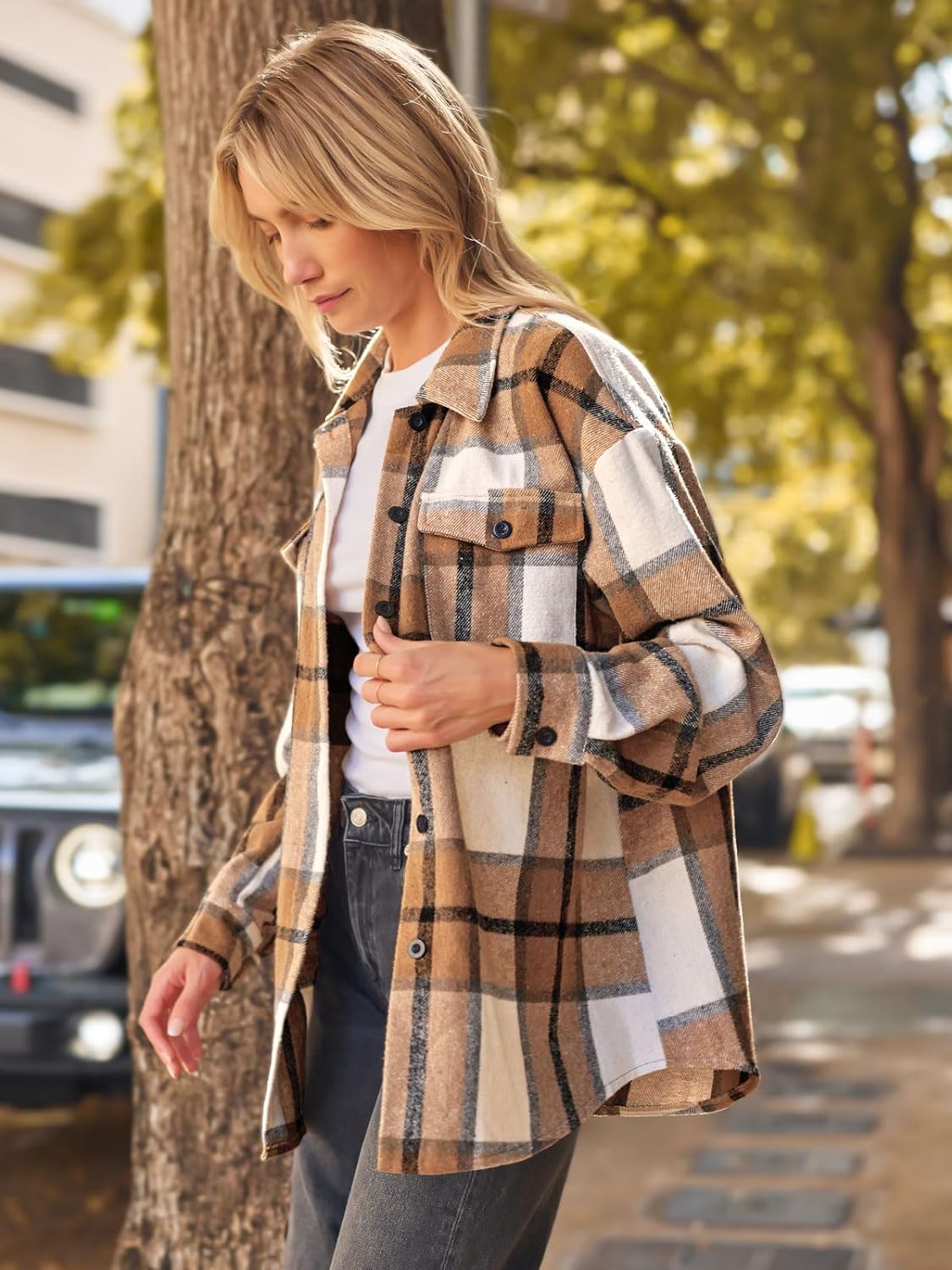 AUTOMET Shackets for Women Plaid Flannel Shirts Fall Winter Jackets Cute Tops Trendy Western Cowgirl Outfits Girls Coats - Image 3