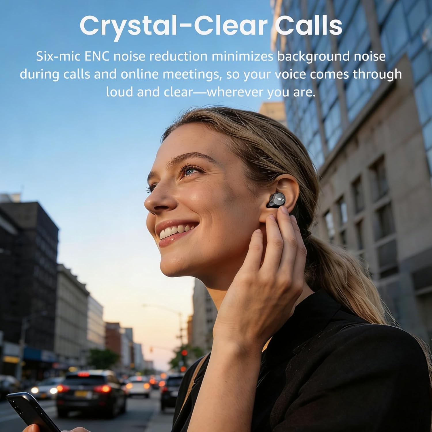 TOZO NC9 Hybrid Active Noise Cancelling Wireless Earbuds, 6 Mics ENC Clear Call, IPX8 Waterproof, in Ear Bluetooth 5.3 Headphones Stereo Bass Ear Buds 60H Playtime with LED Display 32 EQs via APP - Image 8