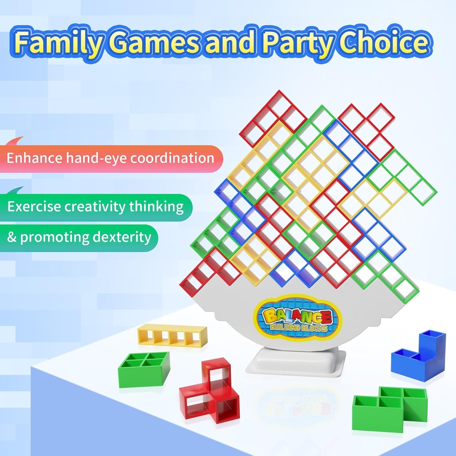Ziogogco 48 Pcs Game Gifts, Balance Stacking Blocks Game,Perfect for Family, Parties, Travel,Boys Girls Gifts,Novelty Toy Gift for Kids or Friends - Image 2