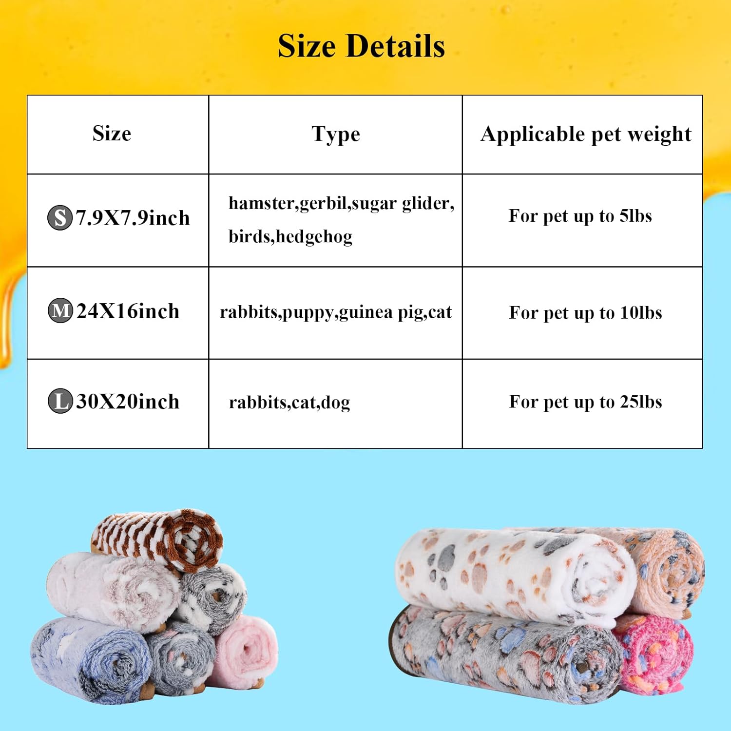 Grddaef Guinea Pig Fleece Blankets 6 Pieces Waterproof & Washable Small Animal Cage Liners Sleep Mat Bedding Pad for Hamster Chinchilla Rabbit Hedgehog (S-7.9 x 7.9 Inch) - Image 6