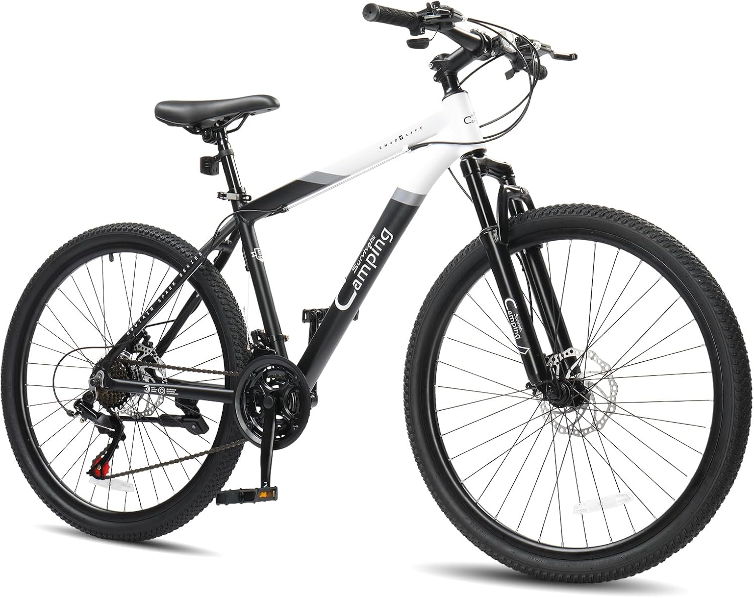 CamPingSurvivals 26/27.5" Mountain Bike 21 Speed Men's Mountain Bike with Lightweight Aluminum Frame, Powerful Dual Disc Brake, Precision 21 Speed Shifting, Men's Bicycle for Commuter & Travel