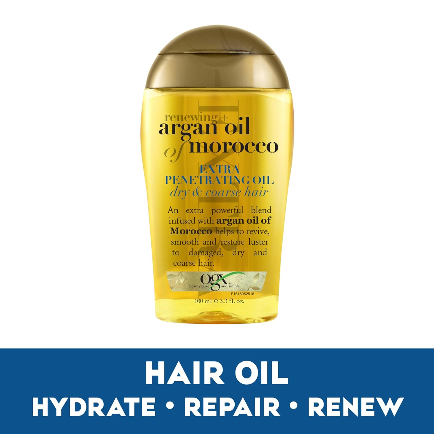 OGX Renewing + Argan Oil of Morocco Hair Oil, Extra Strength Penetrating Serum Treatment for Dry, Damaged, Frizzy, Curly & Coarse Hair, Cold-Pressed Argan Oil, Shine, 3.3 Fl Oz - Image 4