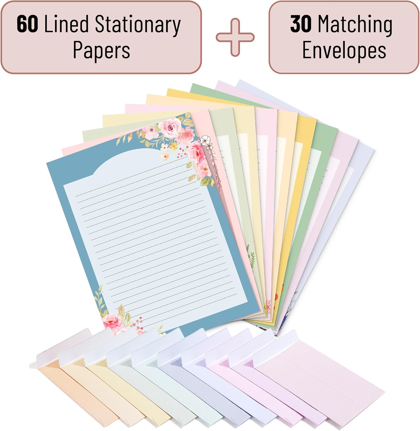 Mr. Pen- Stationery Writing Paper Set with Envelopes, 5.2" x 7.3", 60 Letter Sheets & 30 Envelopes, Smooth Printable Letter Paper for Handwritten Notes, Personal Letters, Invitations, Office & Home - Image 2