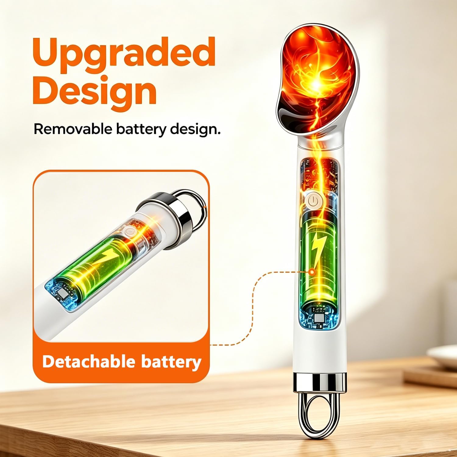 2026 Upgraded Heated Ice Cream Scoop with Switch, Electric Rechargeable Ice Cream Scooper with LED Display & Detachable Battery, Heats to 158°F in 60s - Image 3