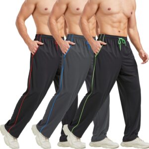 Men’s Athletic Pant with Pockets Open Bottom Sweatpants for Men Workout, Exercise, Running