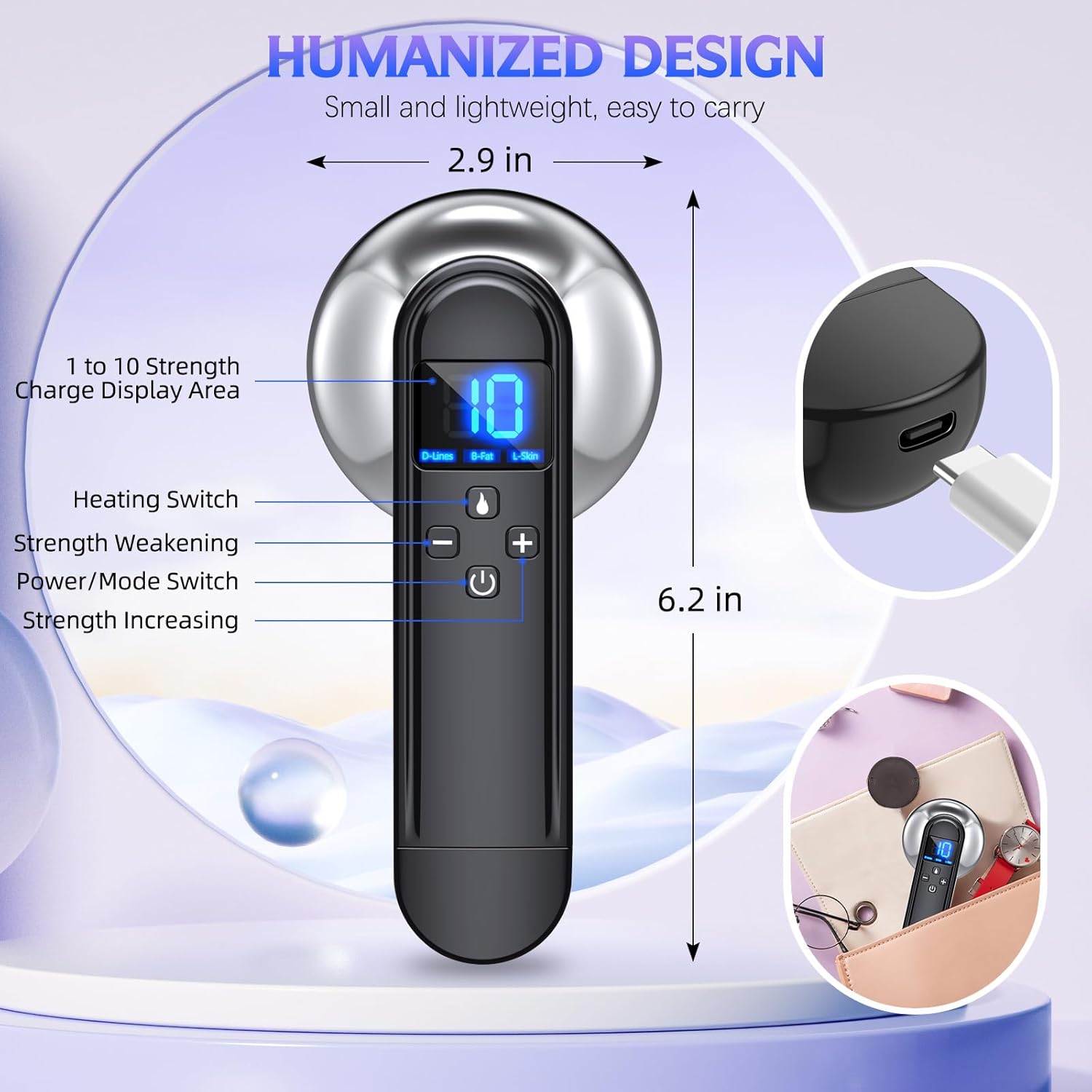 COMEBY Body Sculpting Machine - Professional Handheld Cordless Cellulite Massager - Suitable for Belly, Neck, Legs, Hip, Arms - Image 5