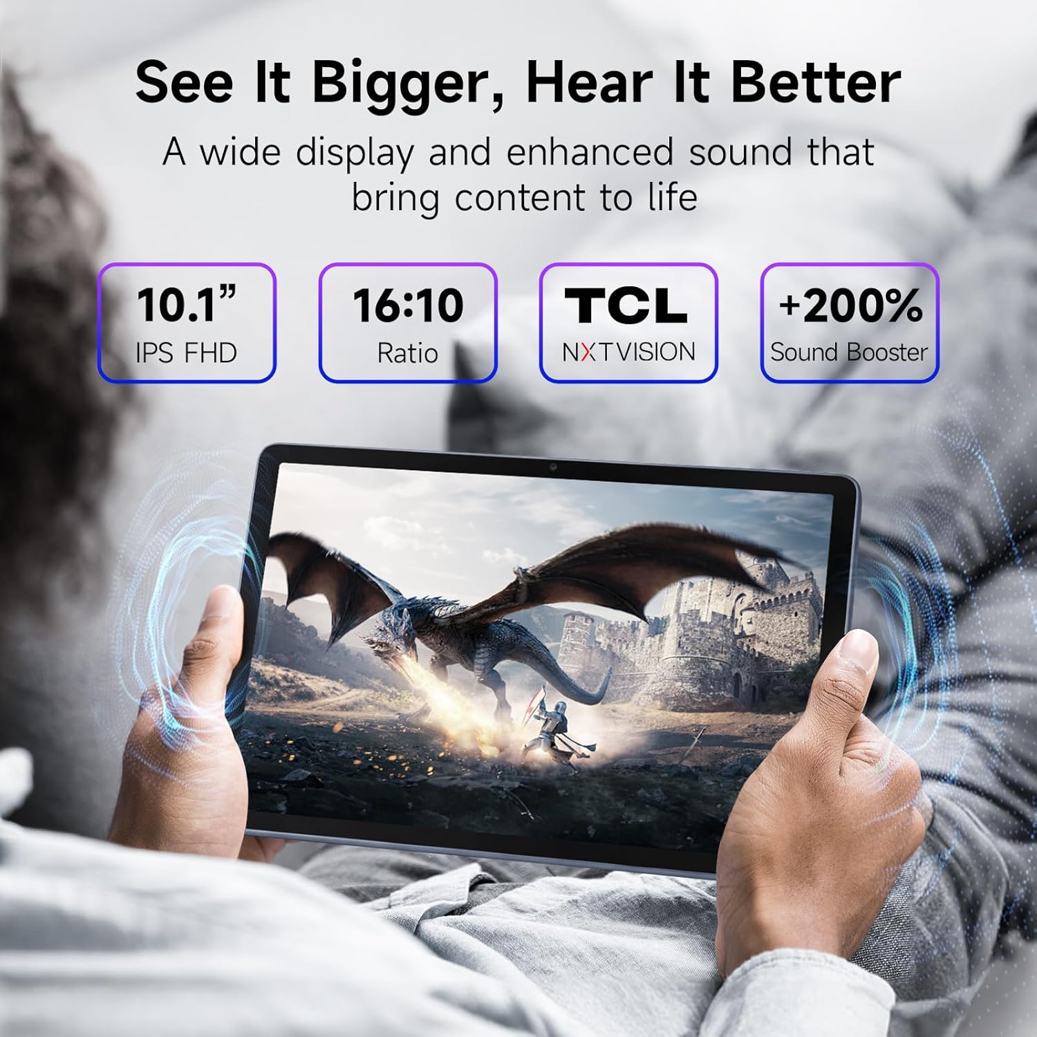 TCL TAB 10 Gen 4 Android Tablet, 10.1” FHD IPS Display, Octa-Core CPU, 12GB RAM (4GB+8GB), 128GB Storage, 6000mAh Battery, Android 15, Wi-Fi, Metal Body, Tablet for Students, Young Adults & Families - Image 2
