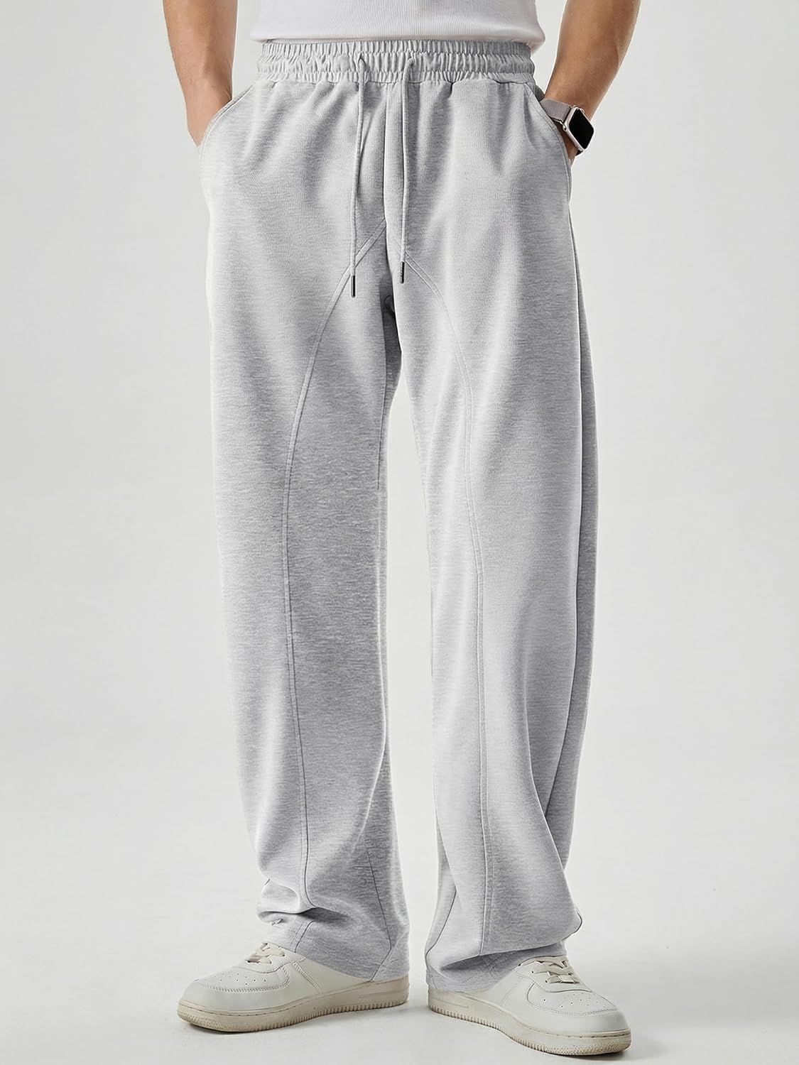 JMIERR Men's Casual Baggy Pants Wide Leg Travel Pants Streetwear Joggers with Pockets - Image 2