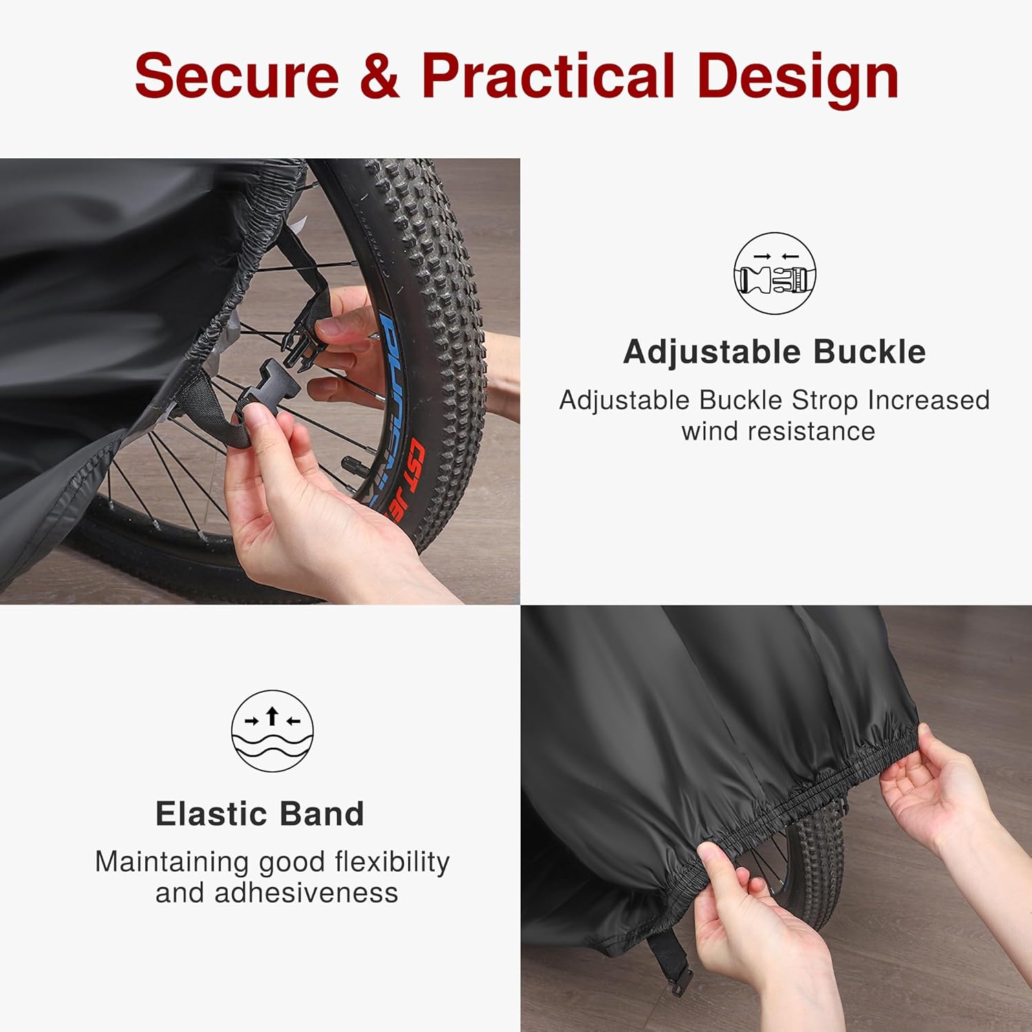 Puroma Bike Cover for 1/2/3 Bikes, Waterproof Outdoor Storage Bicycle Covers Rain Sun UV Dust Wind Proof with Lock Hole for Mountain Road Electric Bike - Image 3