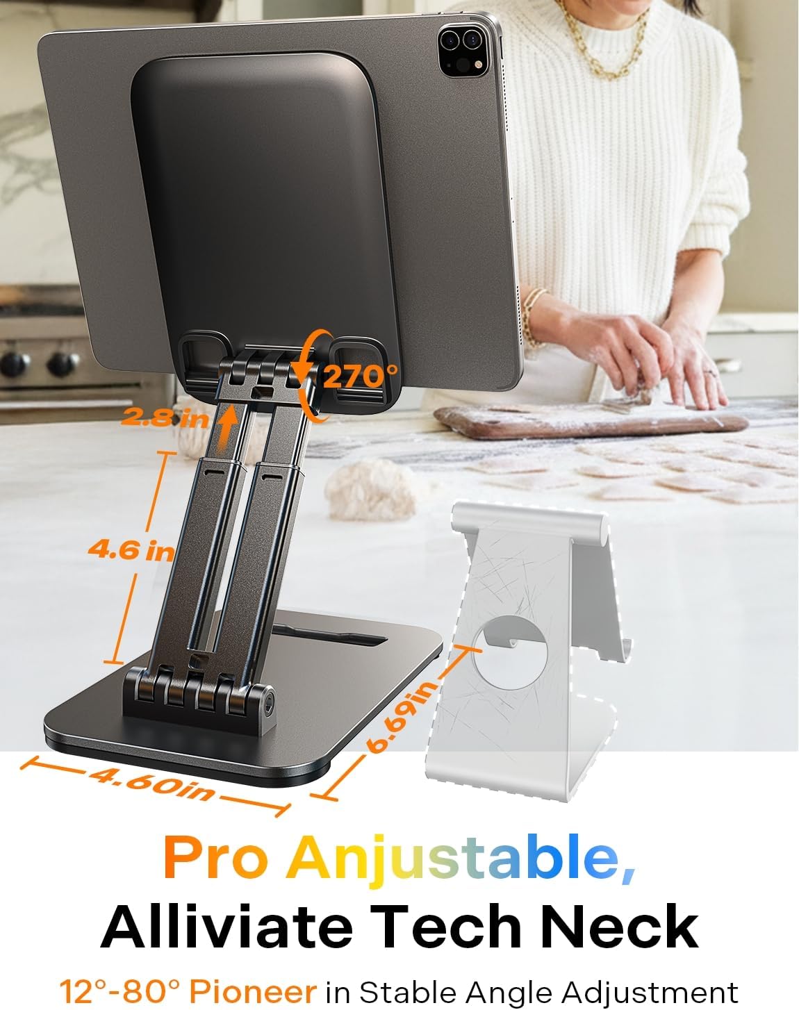 LISEN for iPad Stand Tablet Holder for Desk, Office Desk Accessories for Men Women Moms Gifts Home Office Dorm Essentials Gadgets Portable Monitor Stand for Apple iPad mini Accessories Switch Kindle - Image 3