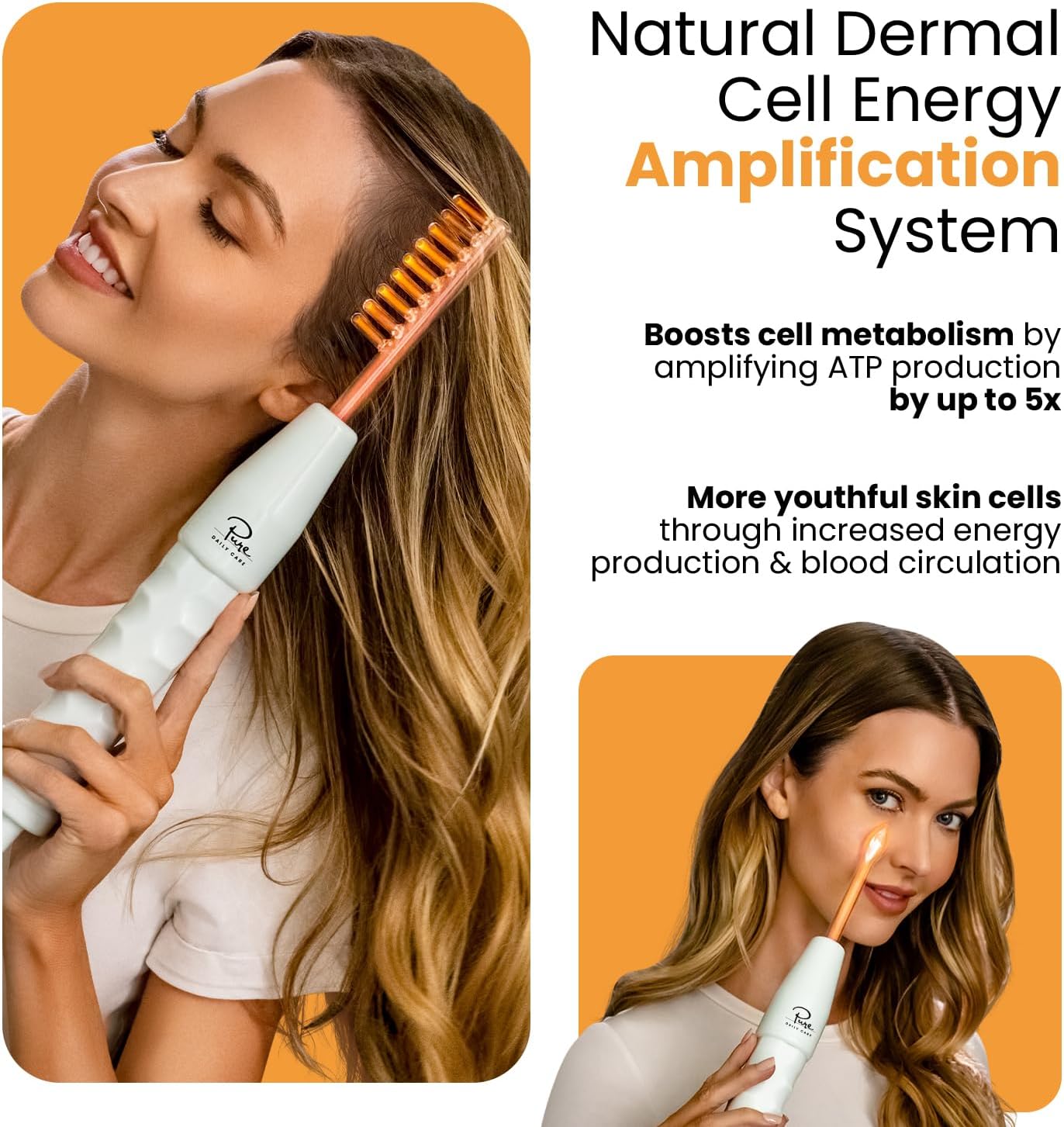 Pure Daily Care NuDerma Handheld Skin Therapy Wand Machine w/Neon – Anti-Aging - Skin Tightening - Wrinkle Reducing - Dark Circles – Clarifying - Hair & Scalp Stimulator - Image 5