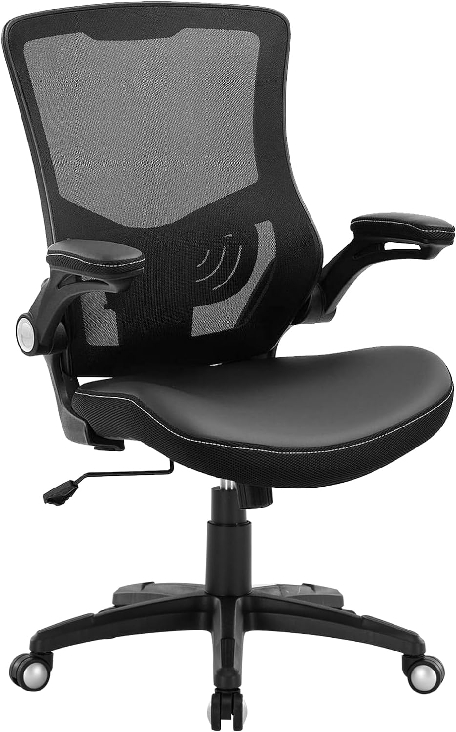 Office Chair Ergonomic Desk Chair, Computer PU Leather Home Office Chair, Swivel Mesh Back Adjustable Lumbar Support Flip-up Arms Executive Task Chair - Image 9