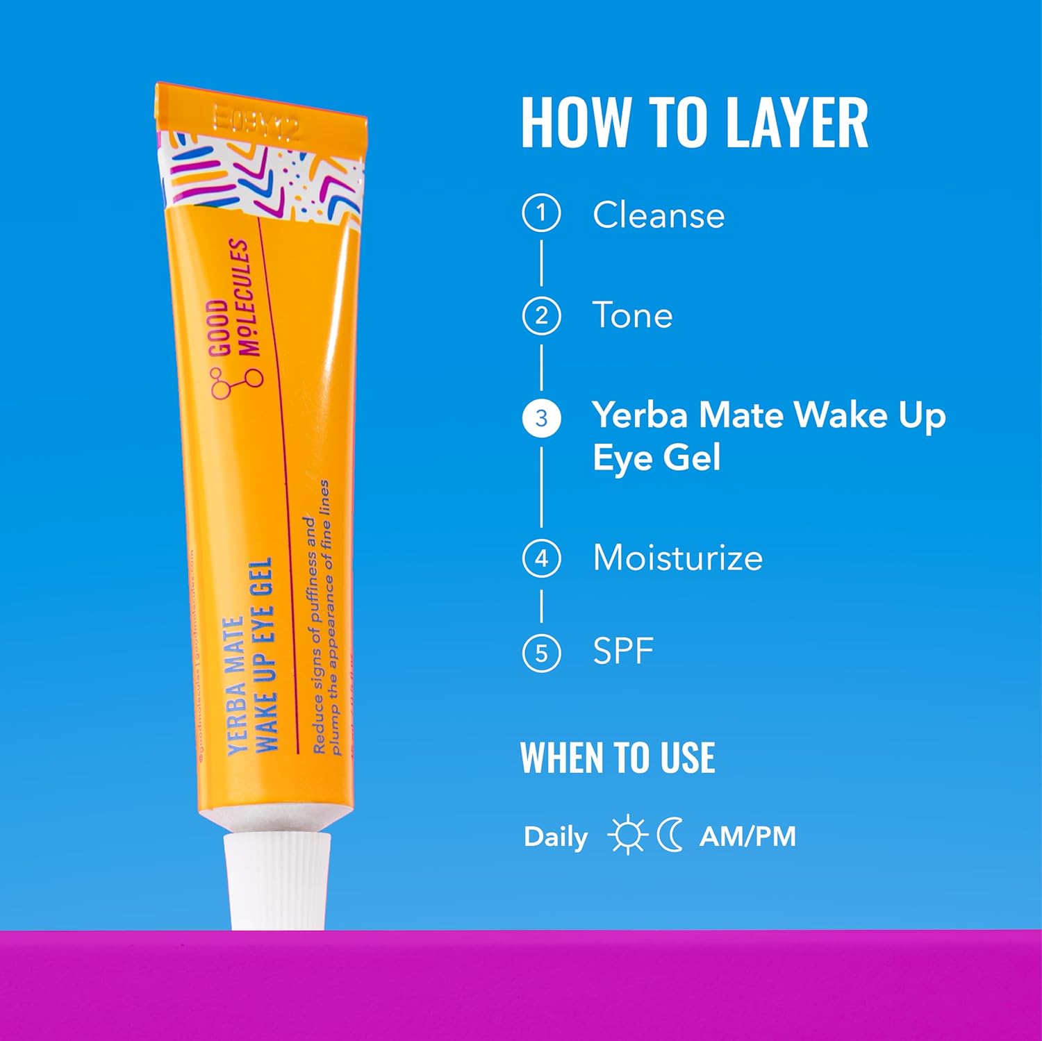 Good Molecules Yerba Mate Wake Up Eye Gel - Hydrating Under Eye Gel Cream with Hyaluronic Acid and Caffeine - Target Dark Circles and Puffiness - Skin Care for Face - Image 5