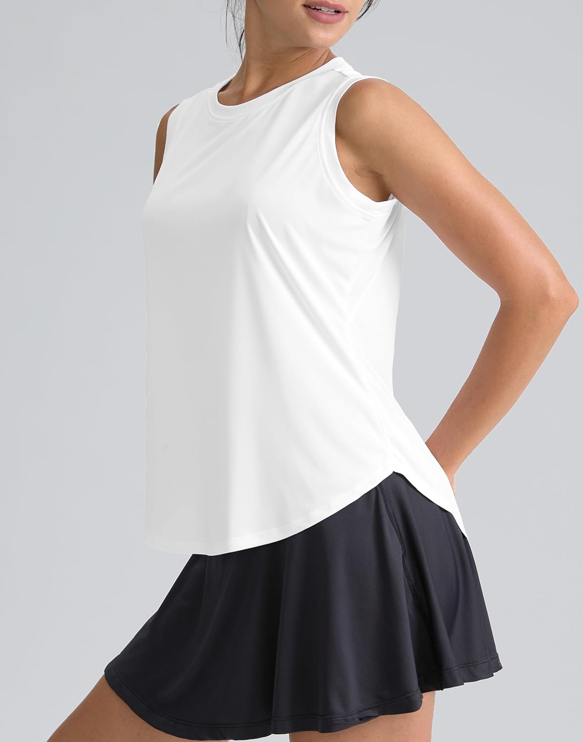 SANTINY Women's Sleeveless Workout Tops Breathable Lightweight Active Tennis Yoga Shirts Athletic Running Tank Tops for Women - Image 3