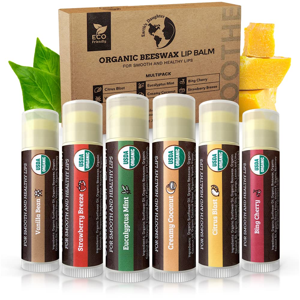 Earth's Daughter USDA Organic Lip Balm 6-Pack - Fruit Flavors, Beeswax, Coconut Oil, Vitamin E - Best Lip Repair Chapstick for Dry Cracked Lips - Moisturizing Lip Care - Image 4