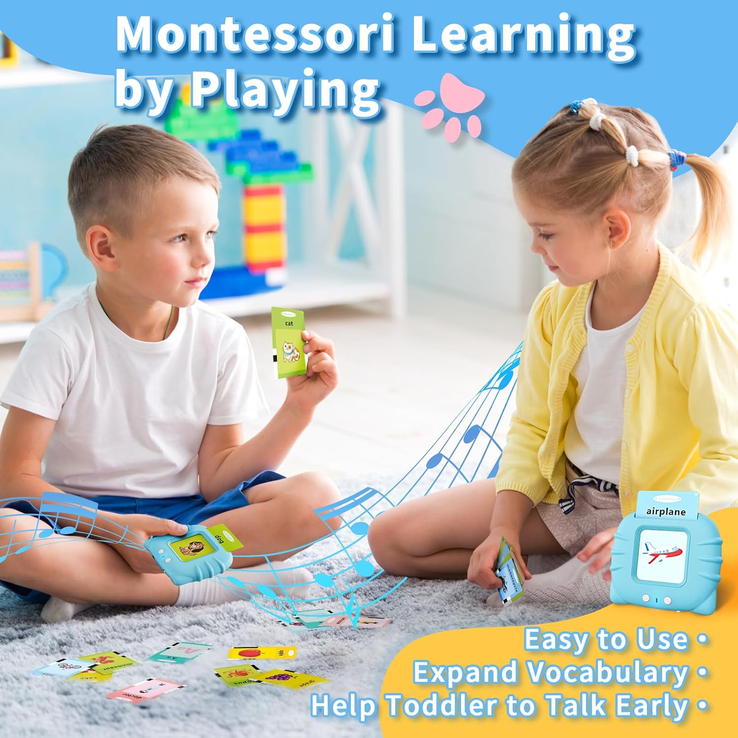 Aullsaty Toddler Toys Talking Flash Cards for 1 2 3 4 5 6 Year Old Boys and Girls, Autism Sensory Toys for Autistic Children, Learning Educational Montessori Speech Therapy 248 Sight Words Kids Gifts - Image 4