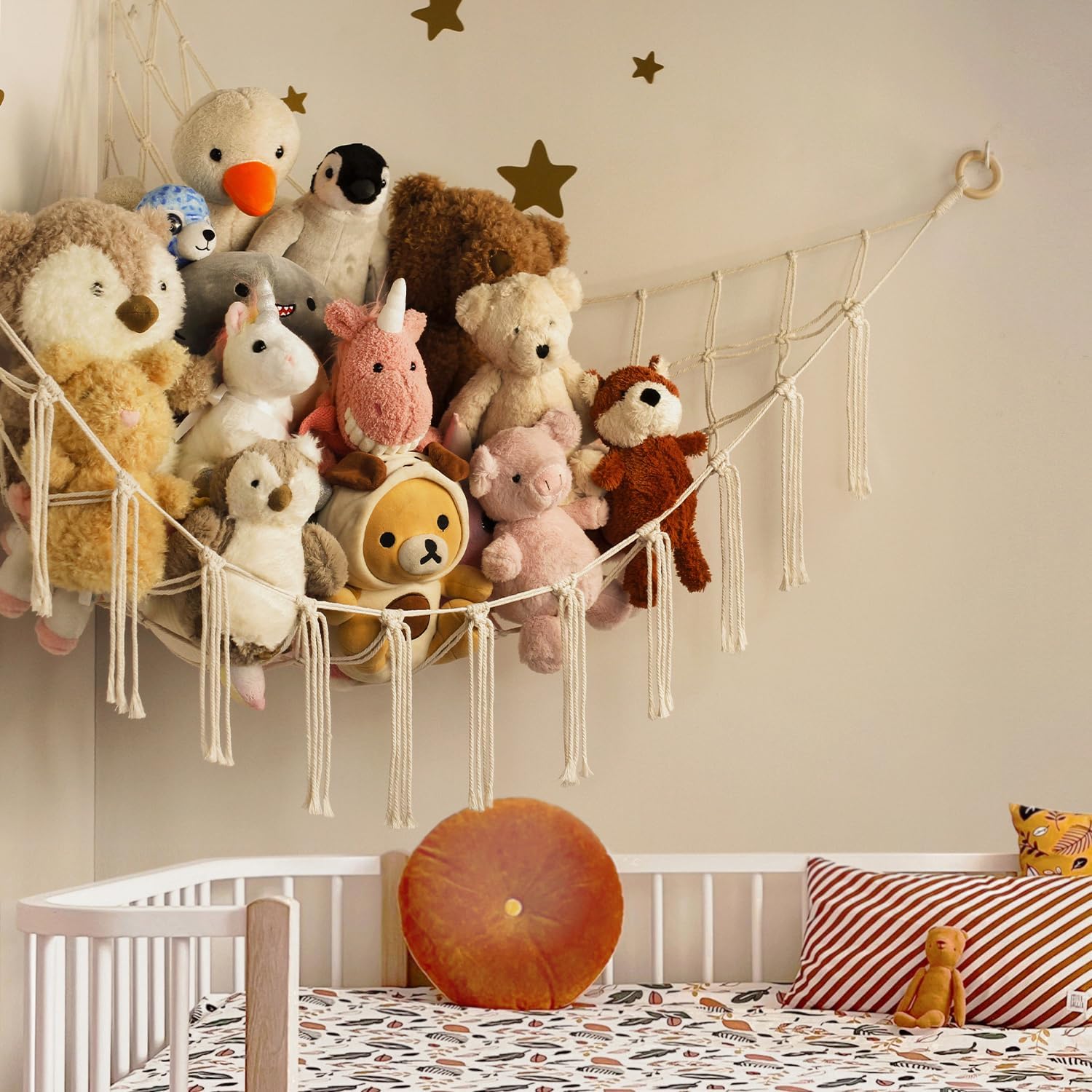 Stuffed Animal Storage Hammock or Net Corner - Large Toy Hammock Net for Stuffed Animals Room Decor - Cute Stuff Animal Organizer Plush Holder - Kids Baby Nursery Essentials Wall Bedroom Home Decor - Image 3