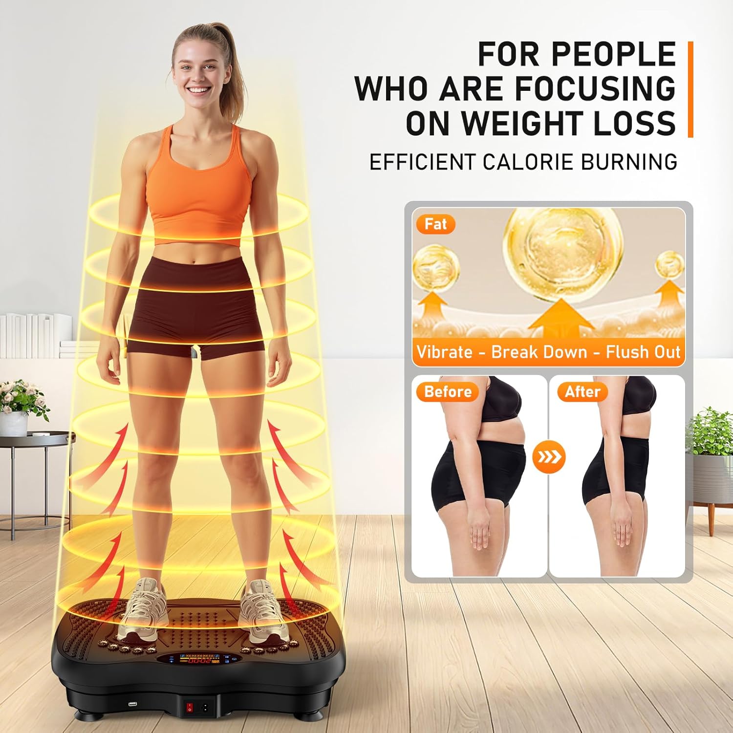 Vibration Plate Exercise Machine, 130 Levels Full Body Workout Vibrating Plate for Lymphatic Drainage Weight Loss, 450 Lbs Capacity Shake Platform with Resistance Bands Bluetooth for Women Men - Image 2
