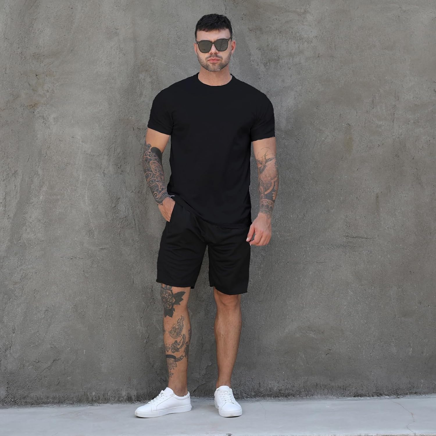RPOVIG Shirts Shorts Workout Set:Men's 3 Pack Clothes Short set outfits Gym Active Athletic Basketball - Image 2