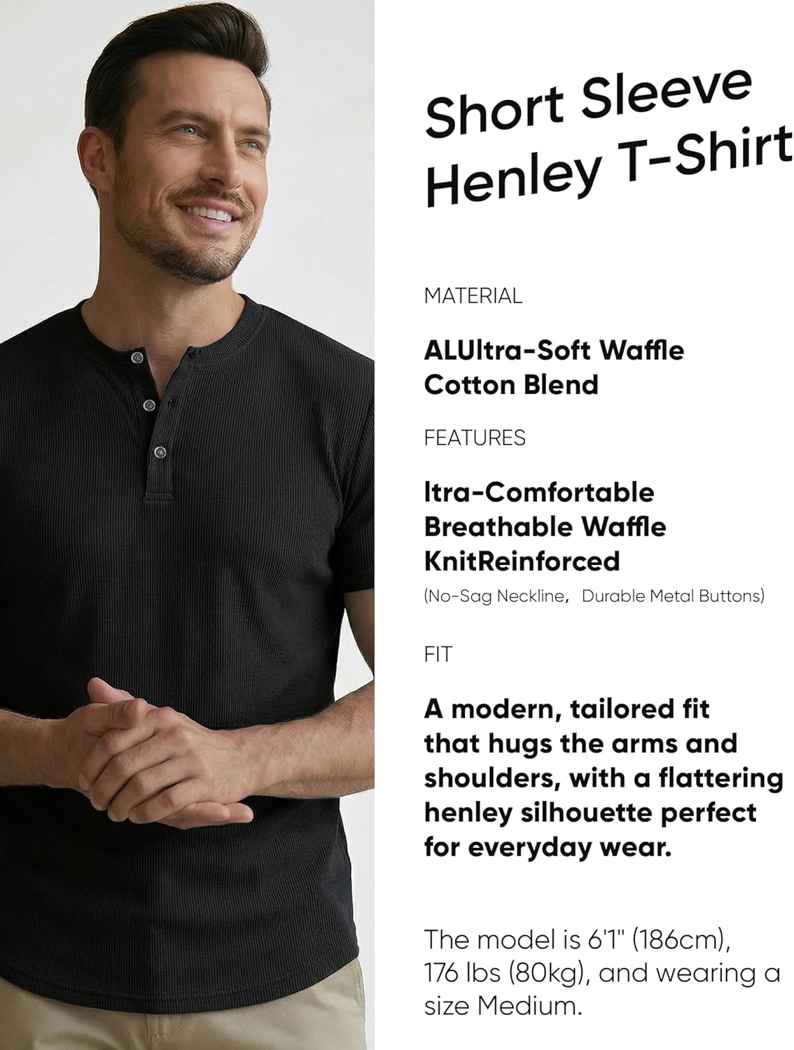 JMIERR Men's Muscle Slim Henley Shirts Crewneck Longline T-Shirt Gym Workout Athletic Shirt Tees with Button - Image 9