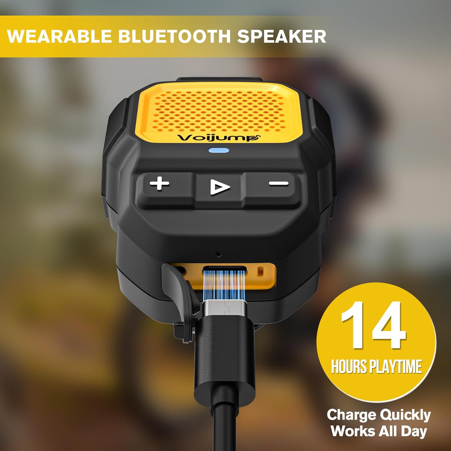 Wearable Bluetooth Speaker, Mini Clip-On Wireless Jobsite Pro Dust & Water Resistant Portable Speaker, Built-in Mic for Hands-Free Calls/Music, Non-Magnetic, 100ft Range - Image 3