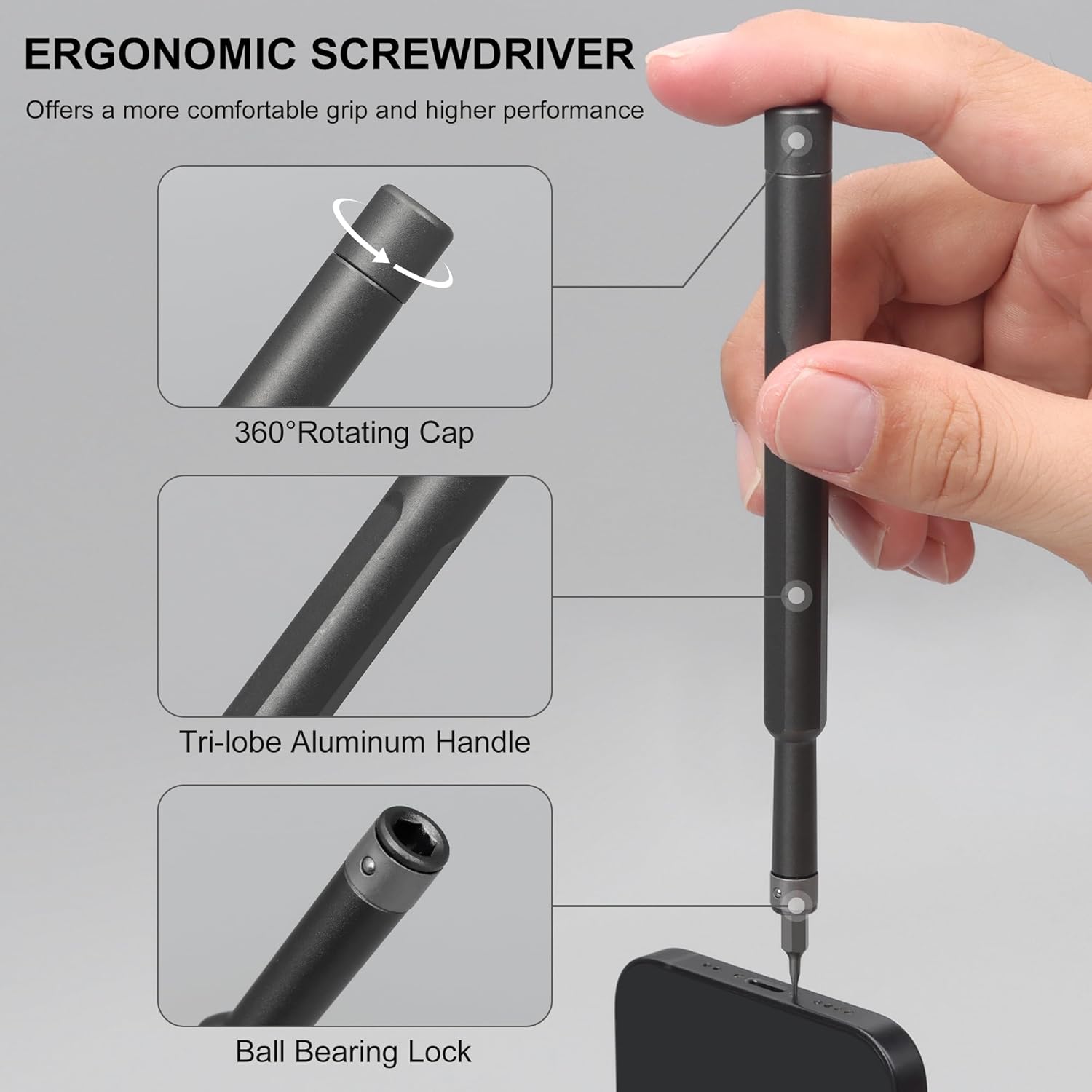 SHARDEN Precision Screwdriver Set, Small Screwdriver Set with Torx, Pentalobe, Tri-wing, Mini Repair Tool Kit for PC, Laptop, MacBook, Computer, iPhone, PS5, Watch, Glasses, Electronic (49 in 1 Black) - Image 4