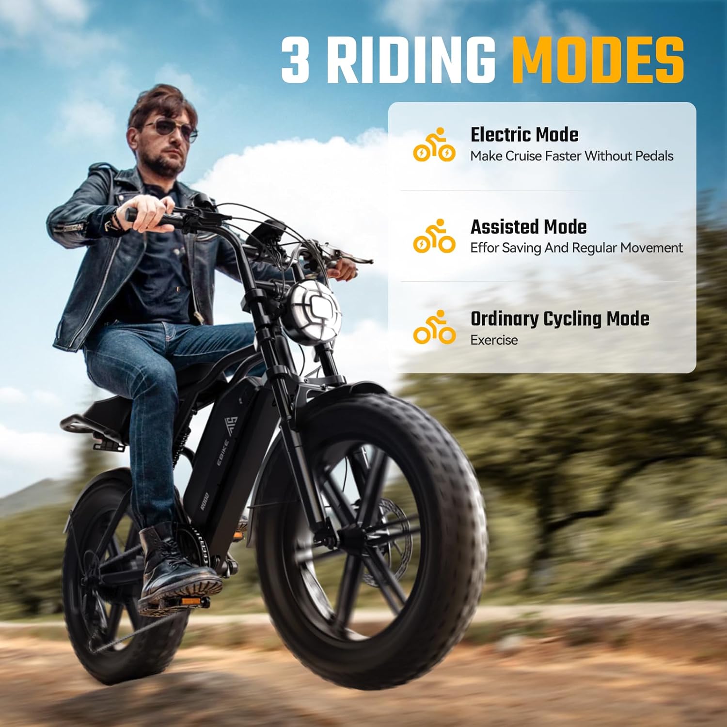TST Electric Bike for Adults 1500W Peak 20" Fat Tire All-Terrain E-Bike 60/110 Miles 28 MPH Electric Dirt Bike - 48V 15/25 AH Battery Tested to UL 2849 Powered Electric Bicycle - Image 5