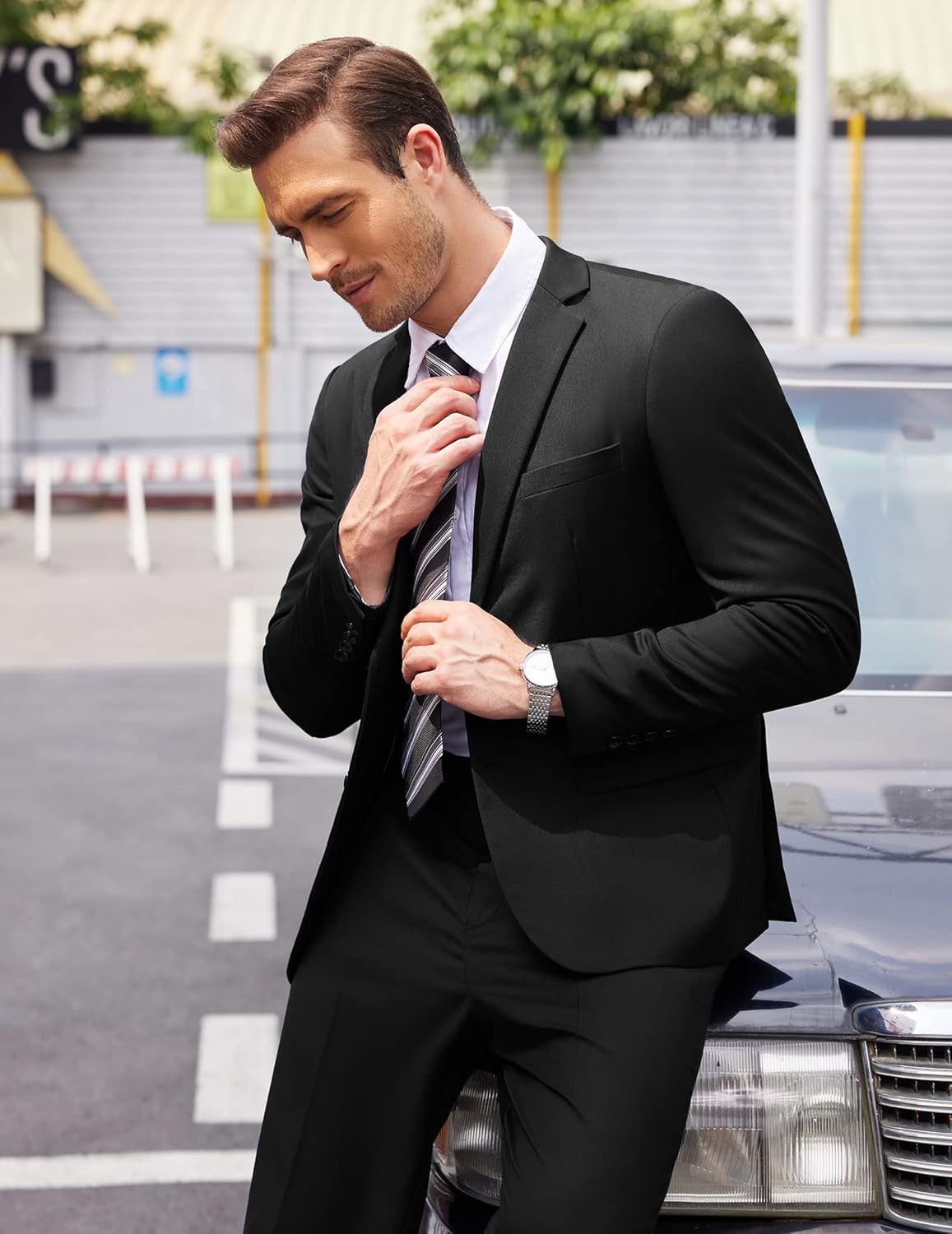 COOFANDY Men's 2 Piece Suits Classic Fit 2 Button Dress Suits Tuxedo Jacket Blazer for Wedding Business Dinner Prom - Image 2