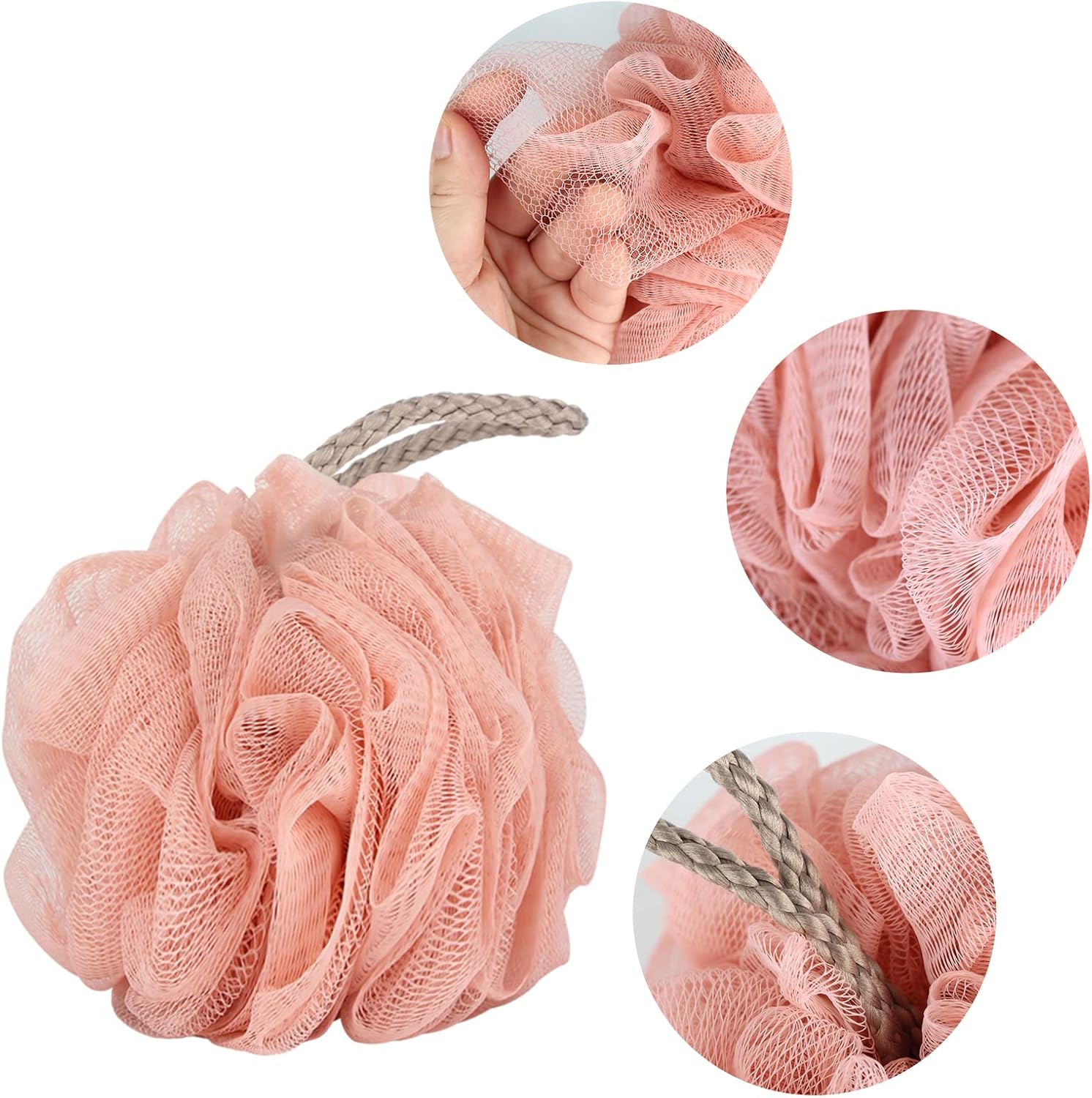 Fu Store Loofah Sponge 60g Shower Loofahs 4 Colors Bath Sponges Mesh Balls for Body Scrubber Exfoliator Wash Back Scrubber Bathroom Men Women - 4 Pack Scrubbers Cleaning Bathing Accessories - Image 3