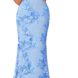 ZESICA Women’s Summer Strapless Floral Midi Dress 2026 Bodycon Mesh Tube Wedding Guest Cocktail Party Formal Dresses