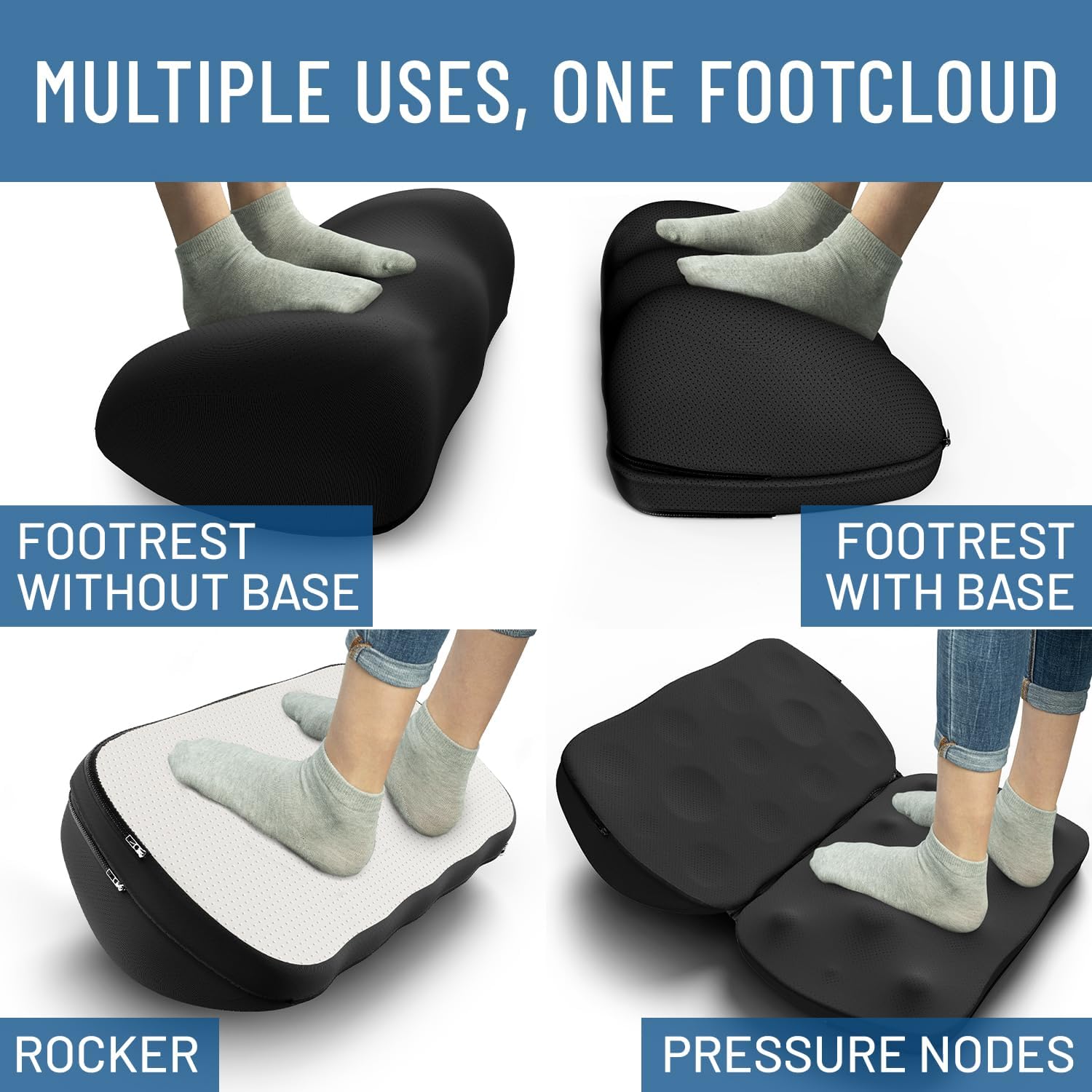 Elevate Series by Everlasting Comfort Adjustable Cloud Foot Rest for Under Desk at Work with Pressure Point Nodes - Comfortable Memory Foam Office Foot Stool & Desk Pillow, Gaming & Home Accessories - Image 5