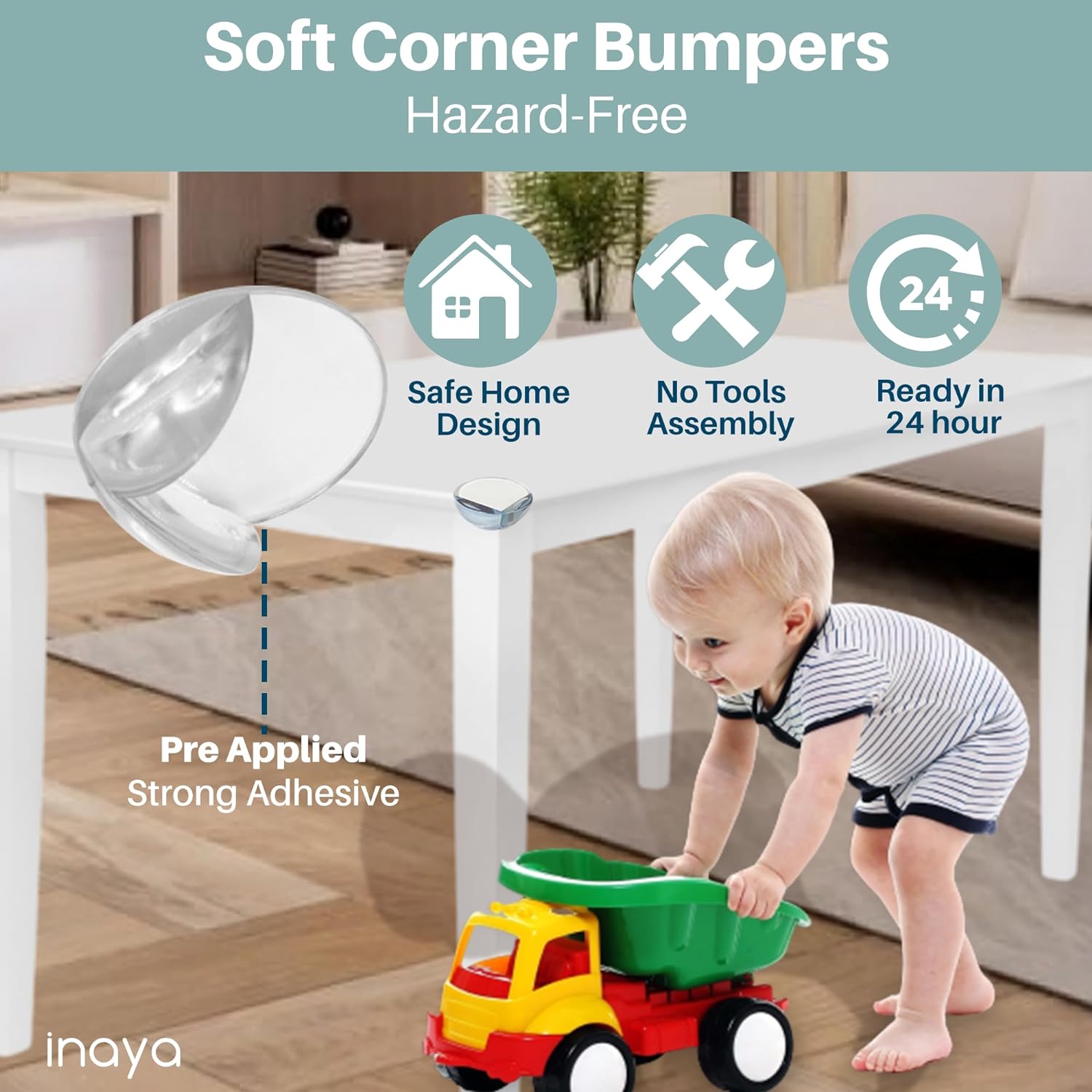Inaya Complete Baby Proofing Kit - Child Safety Hidden Locks for Cabinets & Drawers, Adjustable Safety Latches, Corner Guards and Outlet Covers - Baby Proof Pack to Keep Your Child Safe at Home - Image 5