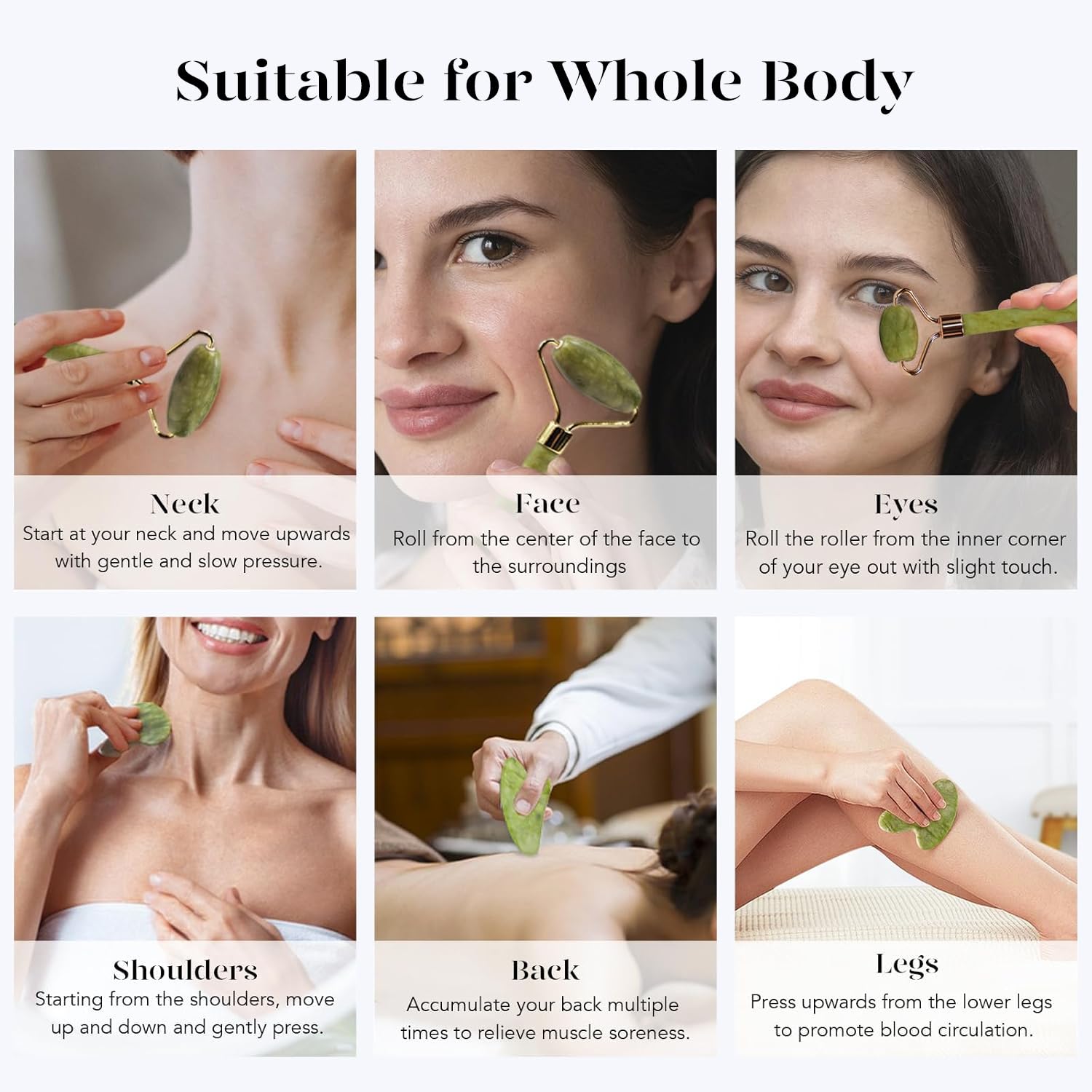 BAIMEI IcyMe Gua Sha & Jade Roller Facial Tools Face Roller and Gua Sha Set for Puffiness and Redness Reducing Skin Care Routine, Self Care for Men Women - Green - Image 5