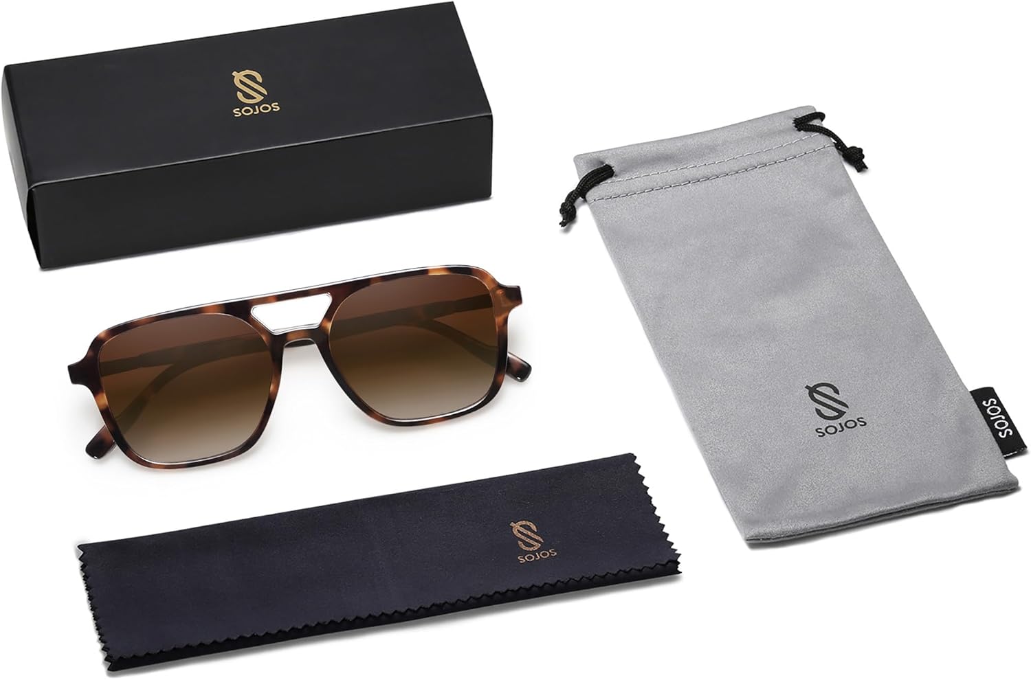 SOJOS Retro Aviator Sunglasses for Women Men,Trendy Rectangle Womens Mens Shades Sun Glasses SJ2202 - Image 7