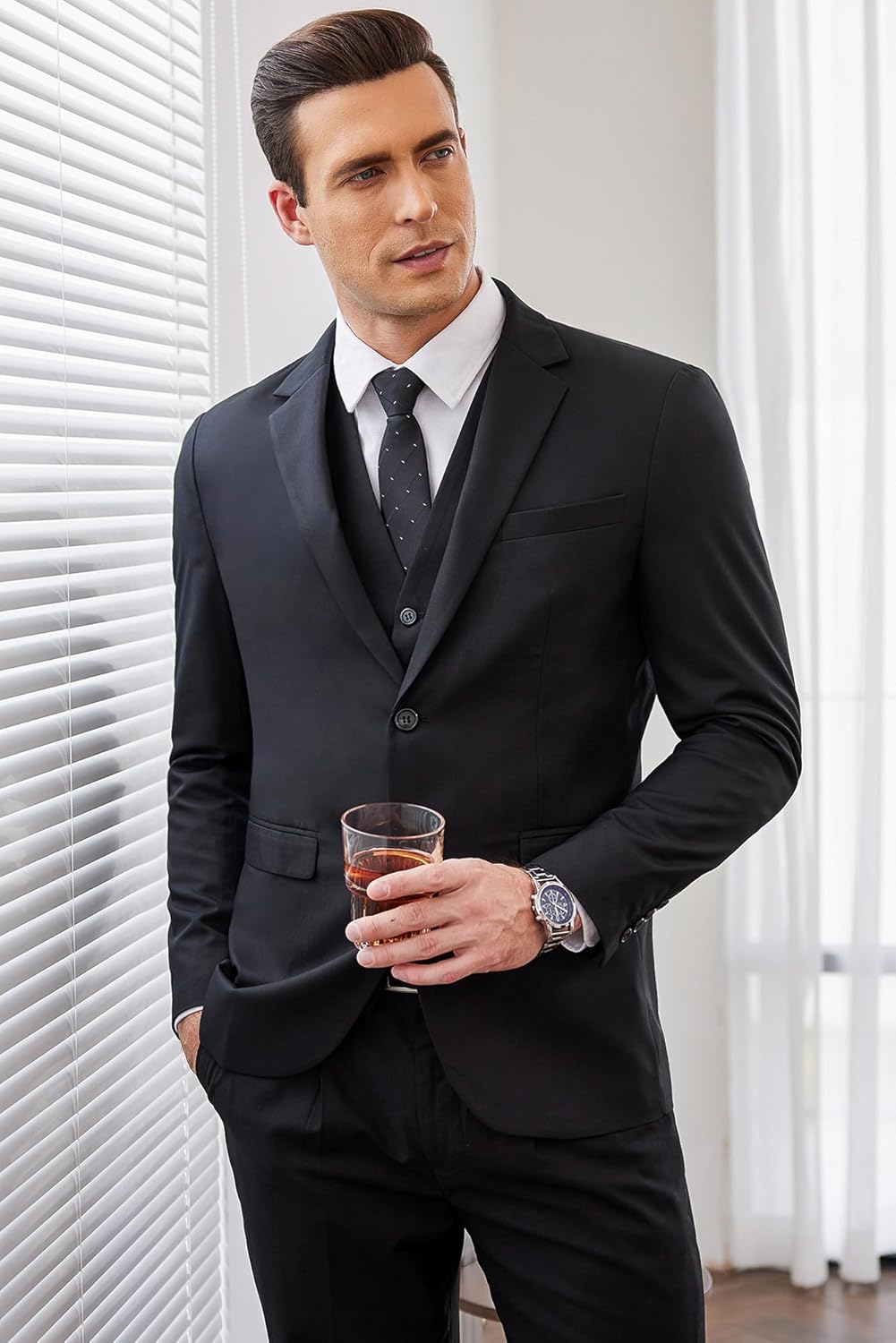 COOFANDY Men's 2 Piece Suits Classic Fit 2 Button Dress Suits Tuxedo Jacket Blazer for Wedding Business Dinner Prom - Image 4