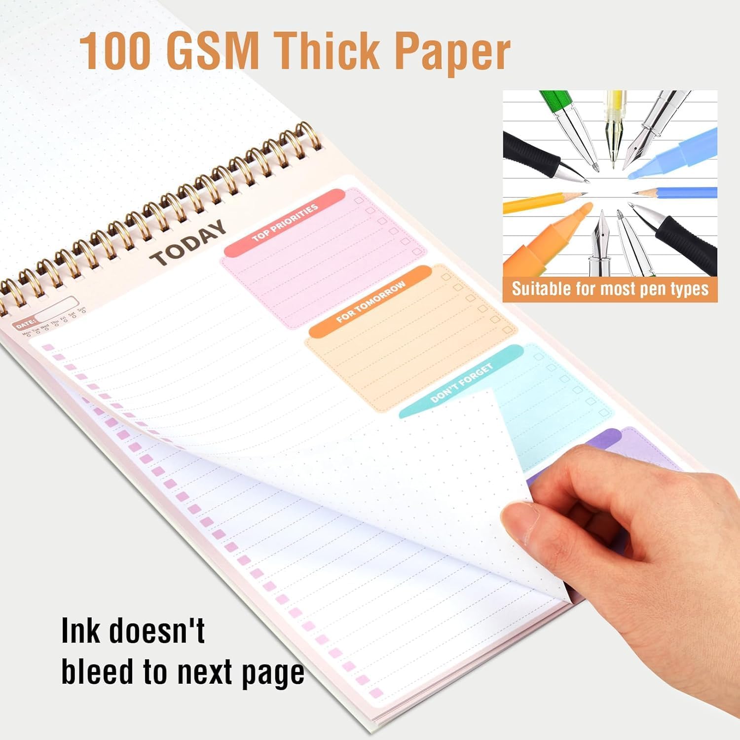 Forvencer To Do List Notepad (6.5 x9.8), To Do List Notebook for Work, Undated Daily Planner Organizer for Tasks Checklist & Goal Planning, To Do List Perfect for Office, School, Cute - Image 4