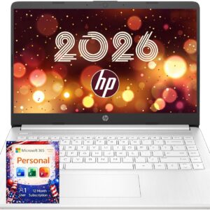 HP Ultrabook Laptop with Copilot AI • 2026 Edition • Latest Intel 4-Core N150 CPU • Microsoft Office 365 Included, 128GB SSD • Windows 11, Thin & Portable | w/o Mouse
