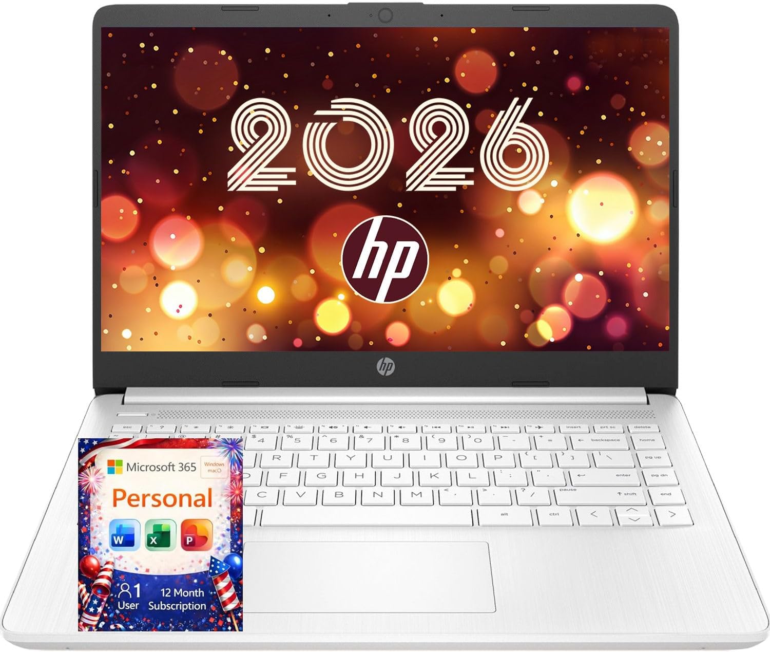 HP Ultrabook Laptop with Copilot AI • 2026 Edition • Latest Intel 4-Core N150 CPU • Microsoft Office 365 Included, 128GB SSD • Windows 11, Thin & Portable | w/o Mouse