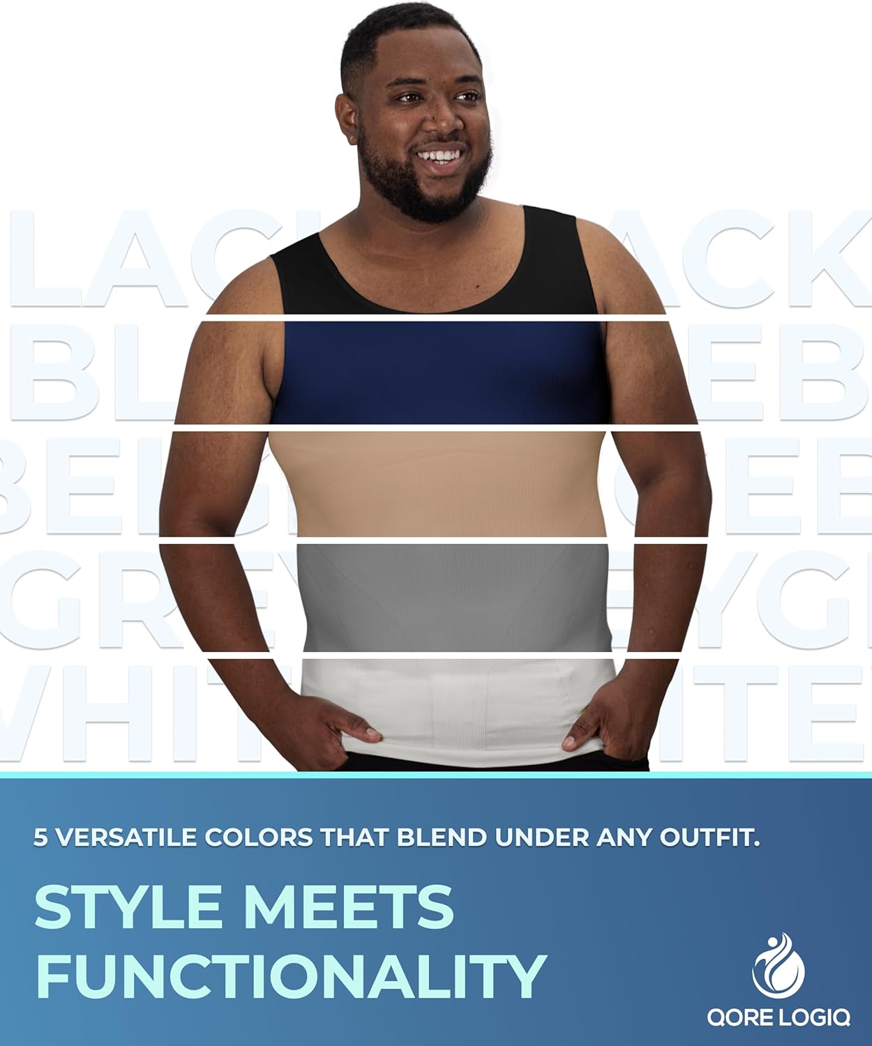 QORE LOGIQ Gynecomastia Compression Shirts for Men - Sleeveless Slimming Undershirts Tummy Control and Body Shaper Tank Top - Image 7
