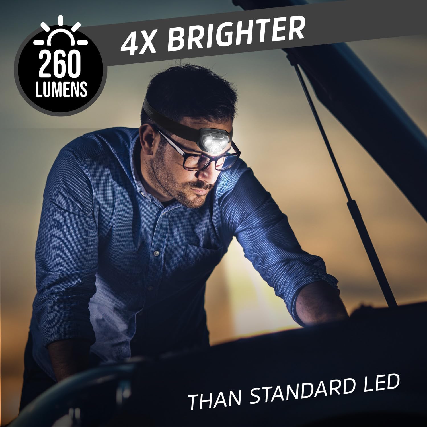 Energizer PRO-260 LED Headlamp (4-Pack), IPX4 Water Resistant Headlamps, High-Performance Head Light for Outdoors, Camping, Running, Storm, Survival LED Light for Emergencies (Batteries Included) - Image 4
