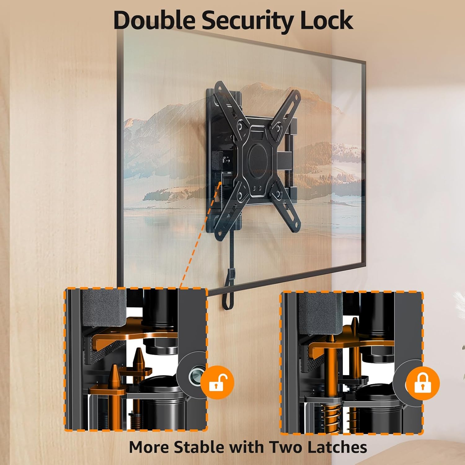 GOFORWILD Lockable RV TV Mount, Full Motion RV Mount for Most 13-43 inch TV, TV Wall Mount for Camper Truck Trailer Marine Boat Motor Home, Max VESA 200x200mm, up to 33LBS, 7021 - Image 2