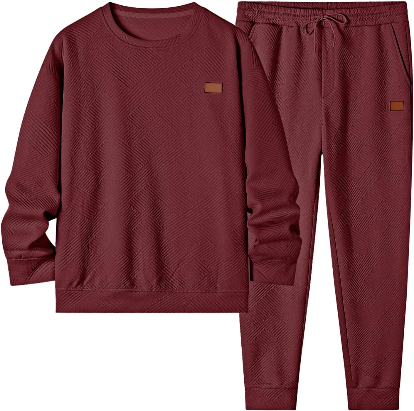 JMIERR Men's 2 Piece Outfits Knit Jacquard Pullover Sweatshirt Tracksuit & Joggers Sweatpants Sweatsuit Sets with Pockets - Image 7