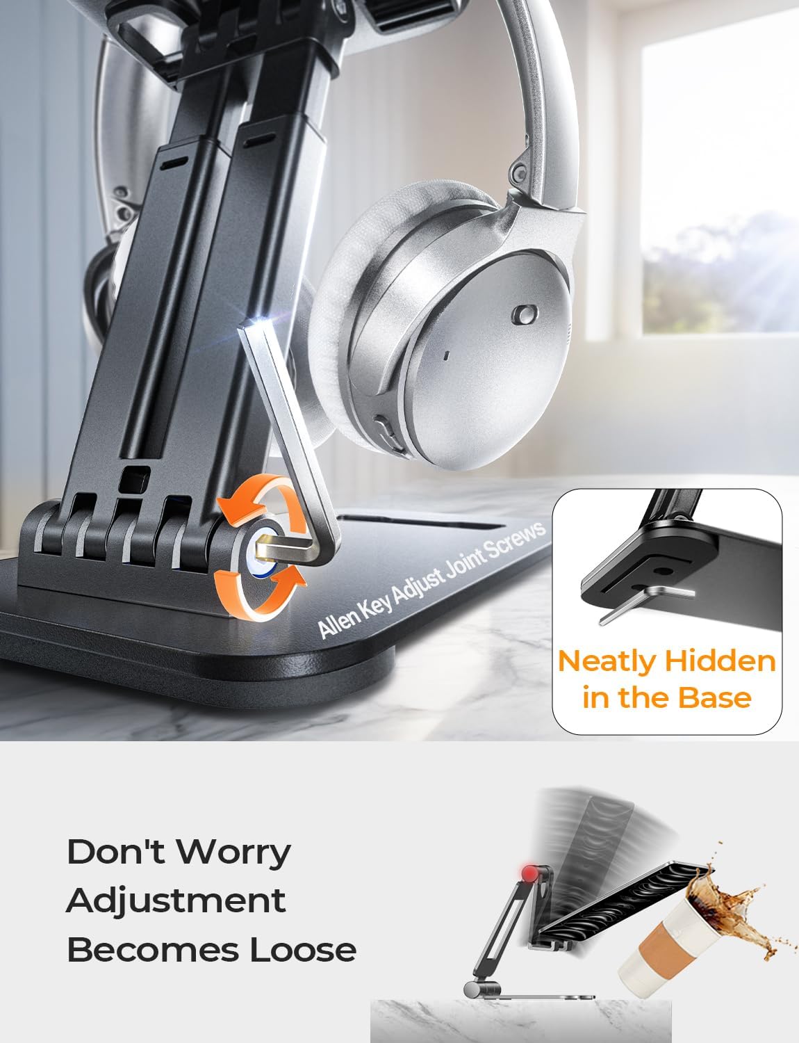 LISEN for iPad Stand Tablet Holder for Desk, Office Desk Accessories for Men Women Moms Gifts Home Office Dorm Essentials Gadgets Portable Monitor Stand for Apple iPad mini Accessories Switch Kindle - Image 7