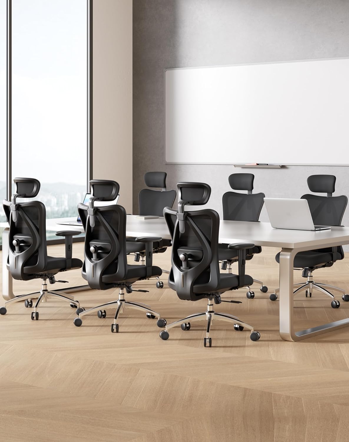 SIHOO M18 Ergonomic Office Chair, High Back Mesh Desk Chair with Adjustable Headrest & Lumbar Support, 330lbs Capacity Computer Chair with 2D Armrests & Wide Cushion, Tilt Lock, for Home Office-Black - Image 2