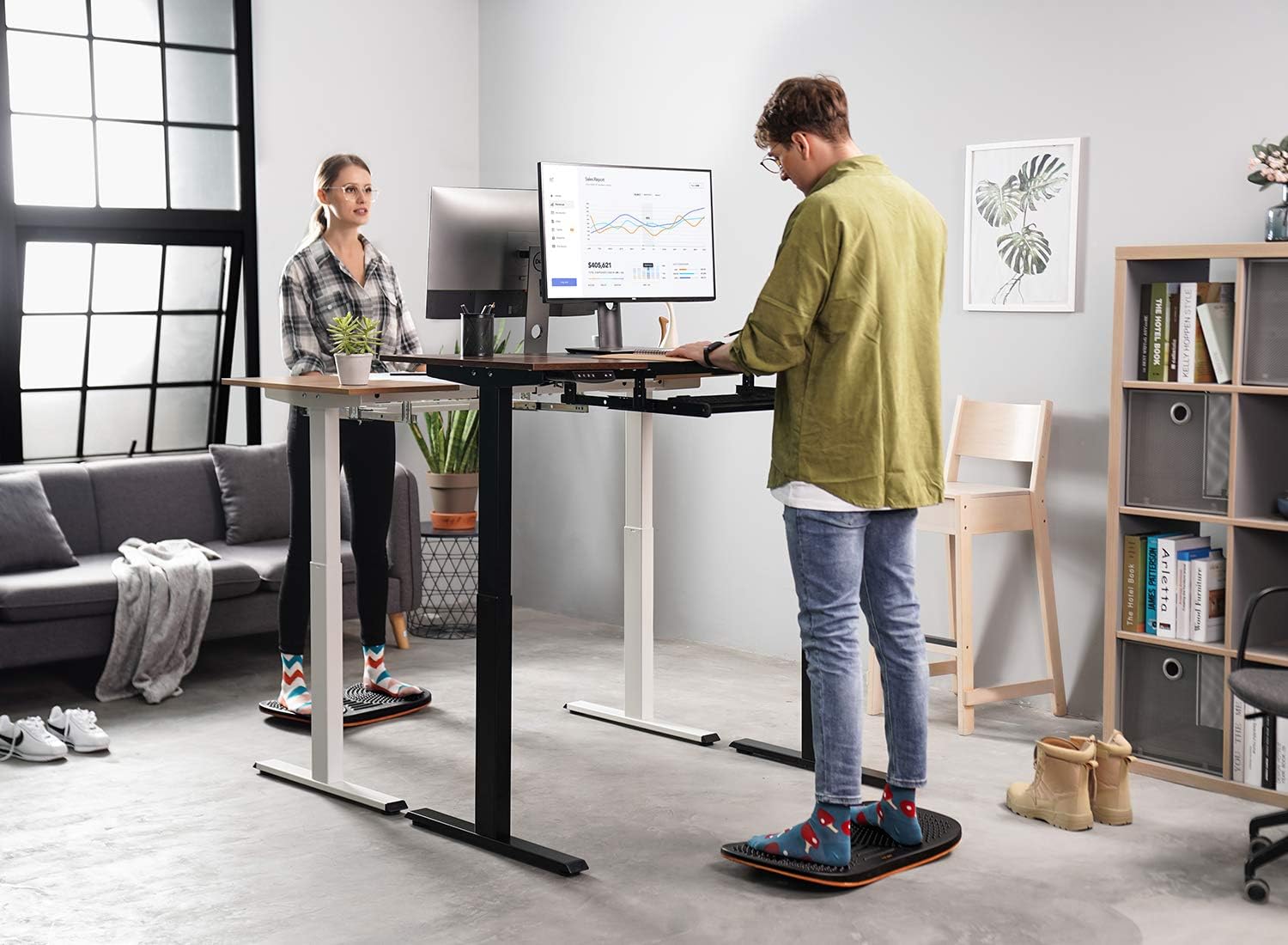 FEZIBO Standing Desk Mat Balance Board, Anti Fatigue Mat Standing Desk Office, Wobble Board with Ergonomic Design, Obsidian Black - Image 2