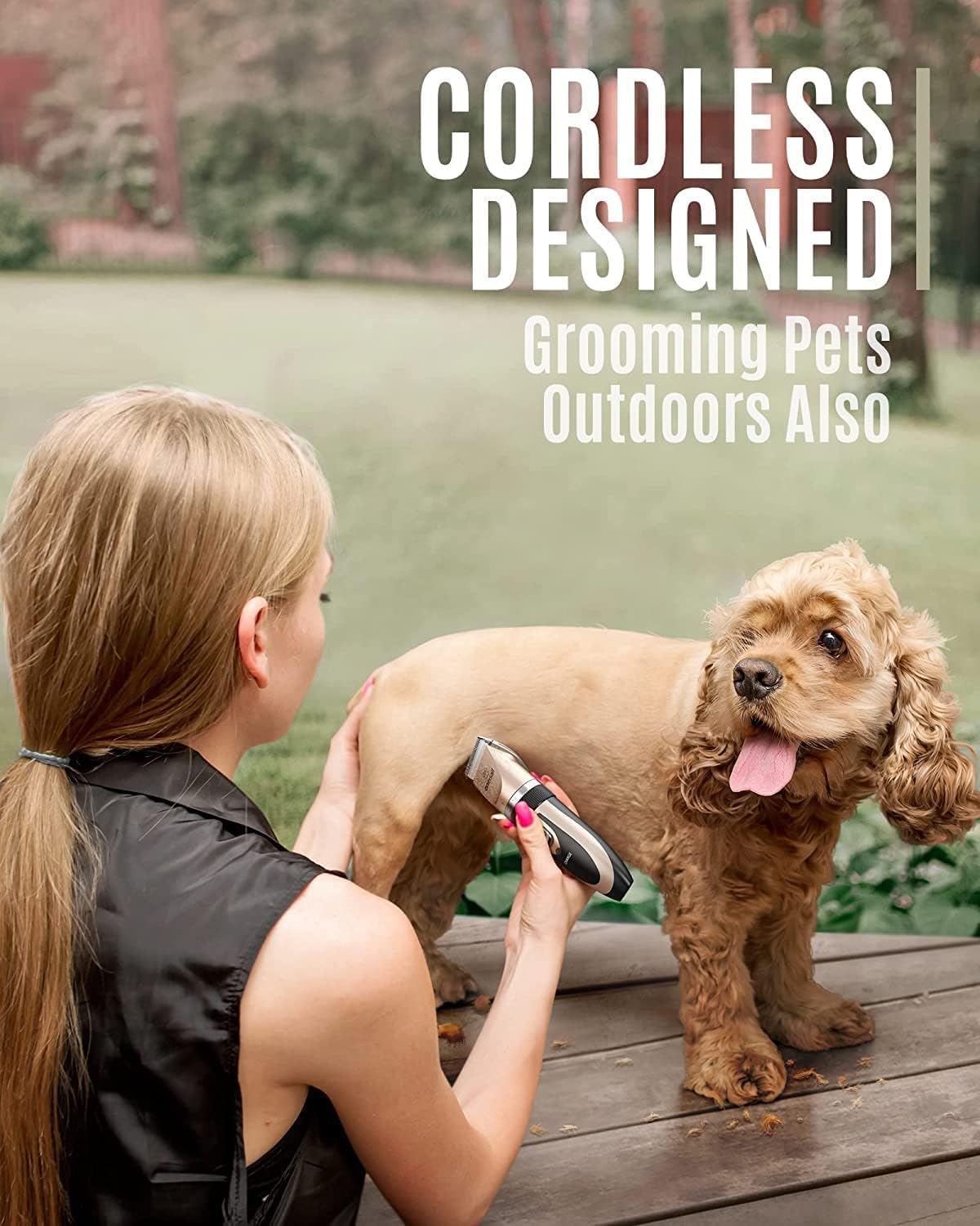oneisall Dog Clipper Low Noise, Dog Grooming Kit with Rechargeable, Pet Shaver Cordless Electric Quiet Hair Clipper Set for Dogs Cats Pets(Gold) - Image 3